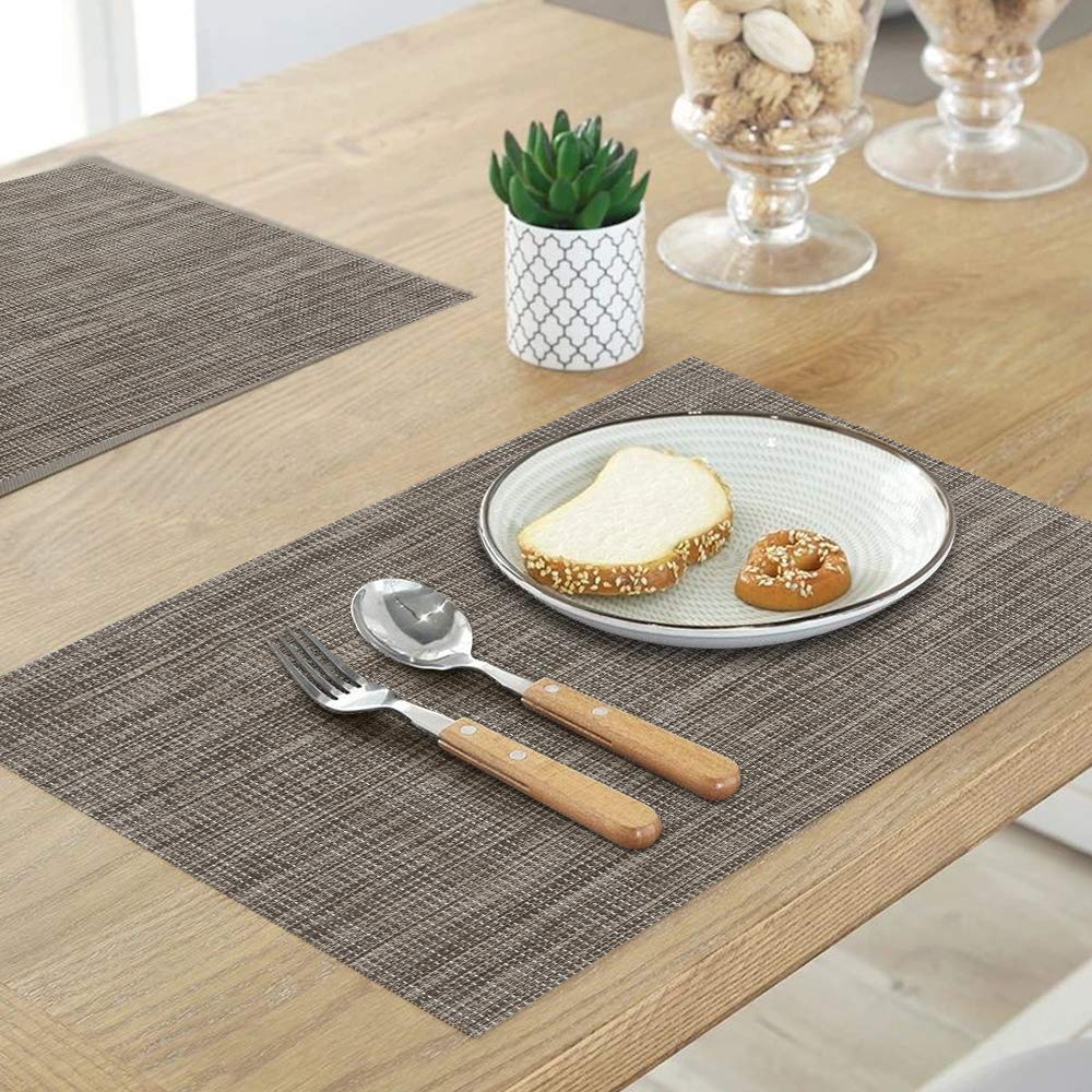Homedge Pvc Placemat, 4 Pcs Of Non-Slip Heat Resistant Place Mats, Washable Vinyl Placemats, Set Of 4 - Linen Gray