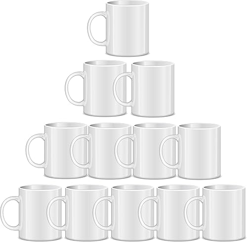 Rainbowtie Sublimation Mugs,Sublimation Mugs Blank 11Oz Sublimation Coffee Mugs, White Coated Ceramic Cup - Set Of 12