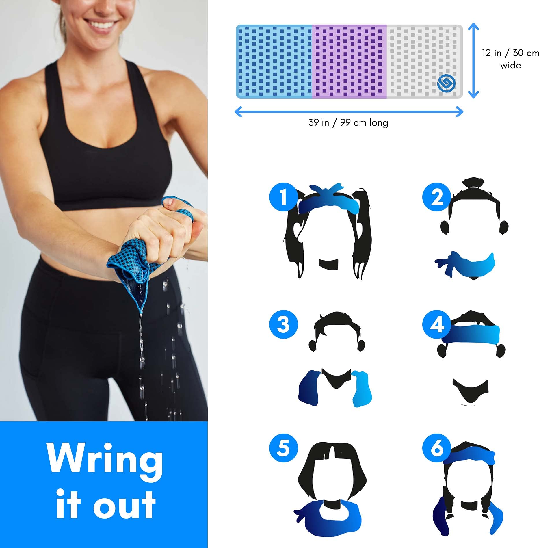 Cooling Towels 3 Pack - Lightweight Microfiber for Gym  Workout  Sport & Sweat - Quick Drying for Body  Neck & Face  Work  Travel  Camping  Swimming  Beach  Hot Weather  Men & Women