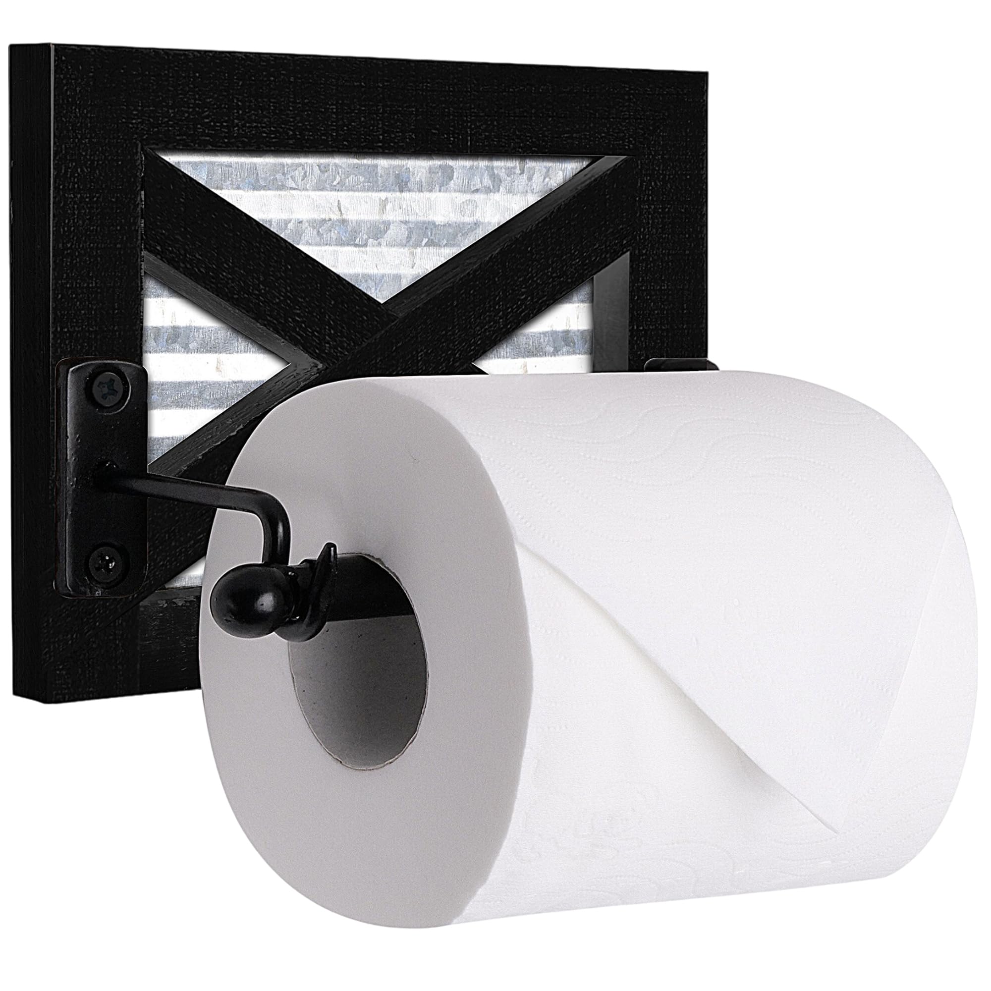 Autumn Alley Black Farmhouse Toilet Paper Holder - Farmhouse Bathroom Decorative Accessories Country - Black Wood, Corrugated Ga
