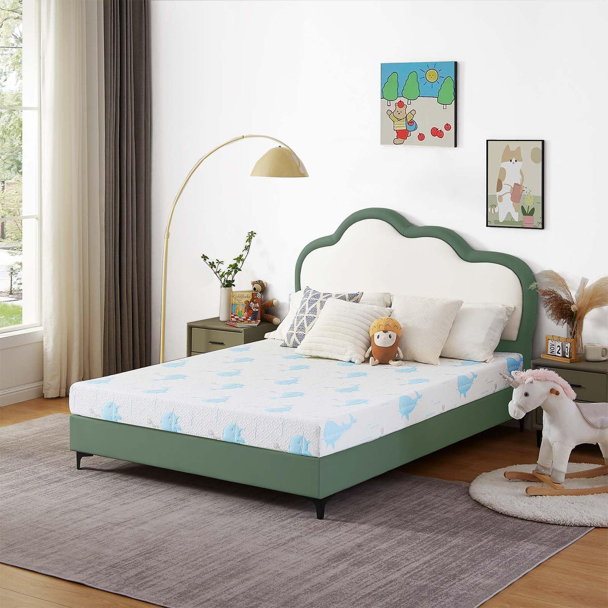 Ouui 5 Inch Queen Mattress, Removable Washable Cover With Whales Pattern Cooling Memory Foam Medium Feel, Bed-In-A-Box, Certipur
