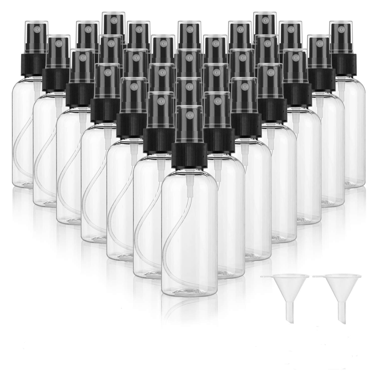 30 Pack 2 oz Fine Mist Mini Clear Spray Bottles with Pump Spray Cap - for Essential Oils  Travel  Perfumes - Refillable & Reusable Empty Plastic Bottles Travel Bottle
