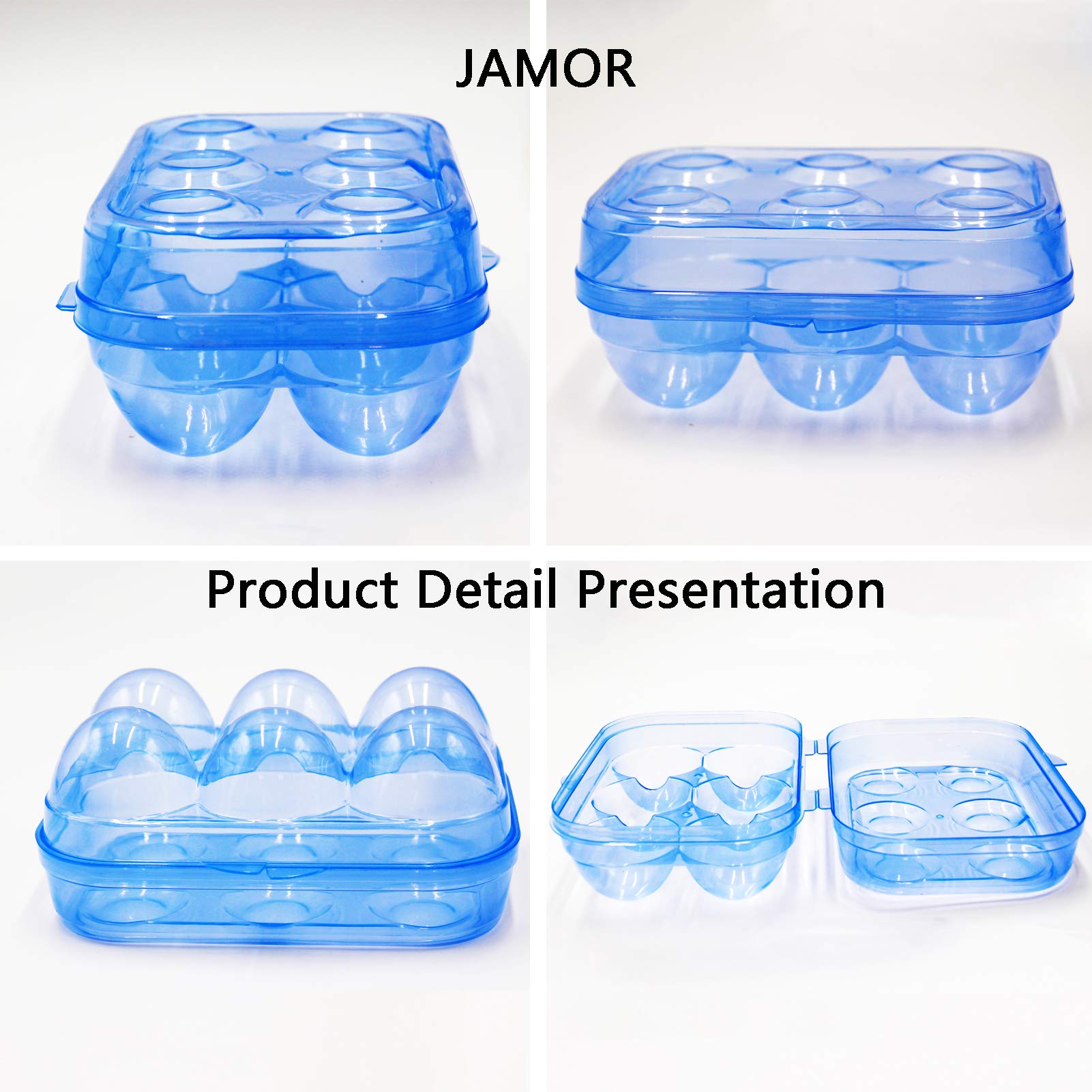 Jamor 6 Grid Egg Storage Box Refrigerator Crisper Egg Protection Box Portable Egg Carriage Container For Camping Picnic Essentia