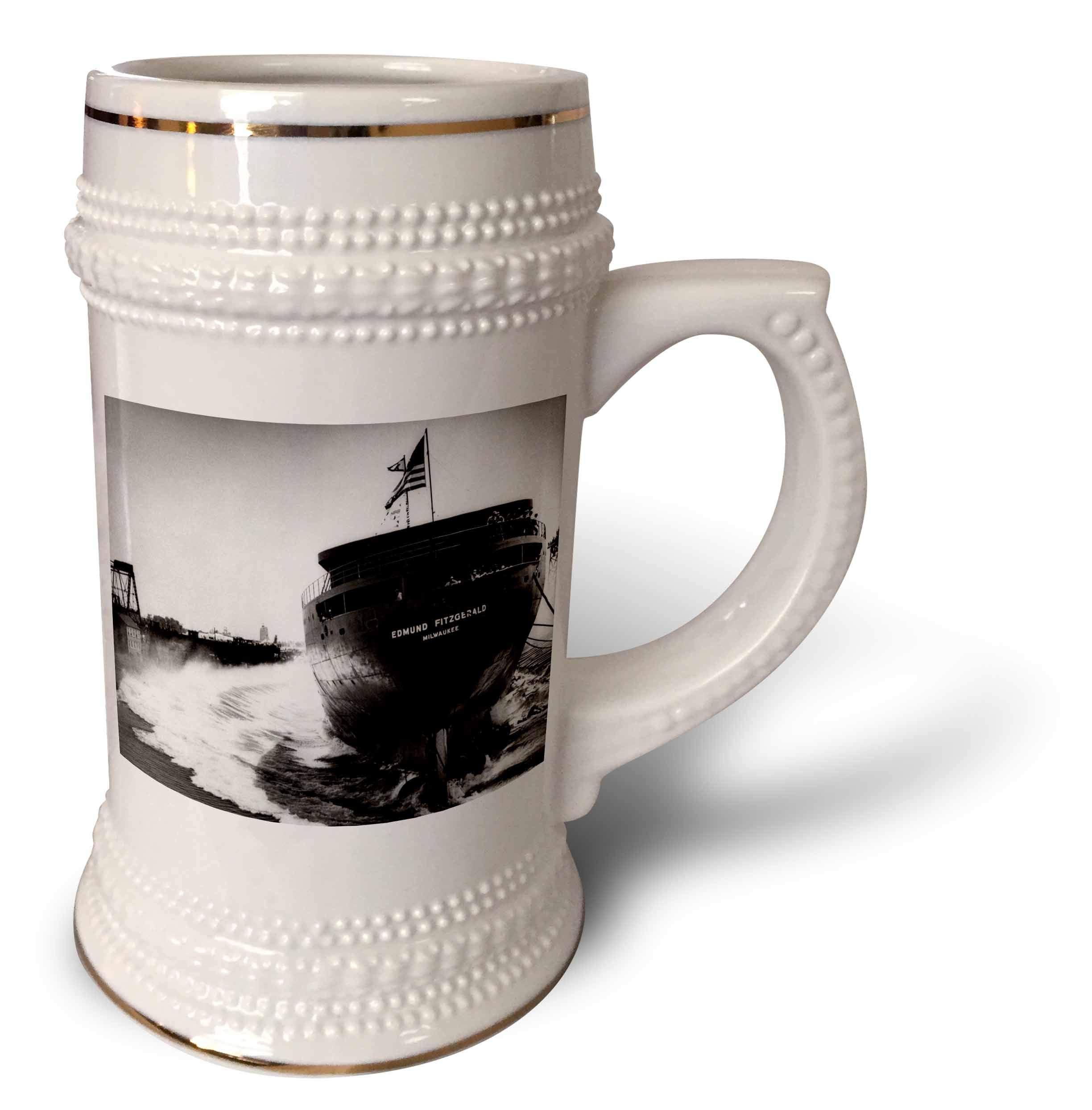 3dRose Launching of the Edmund Fitzgerald - Stein Mug, 18oz , 22oz, White