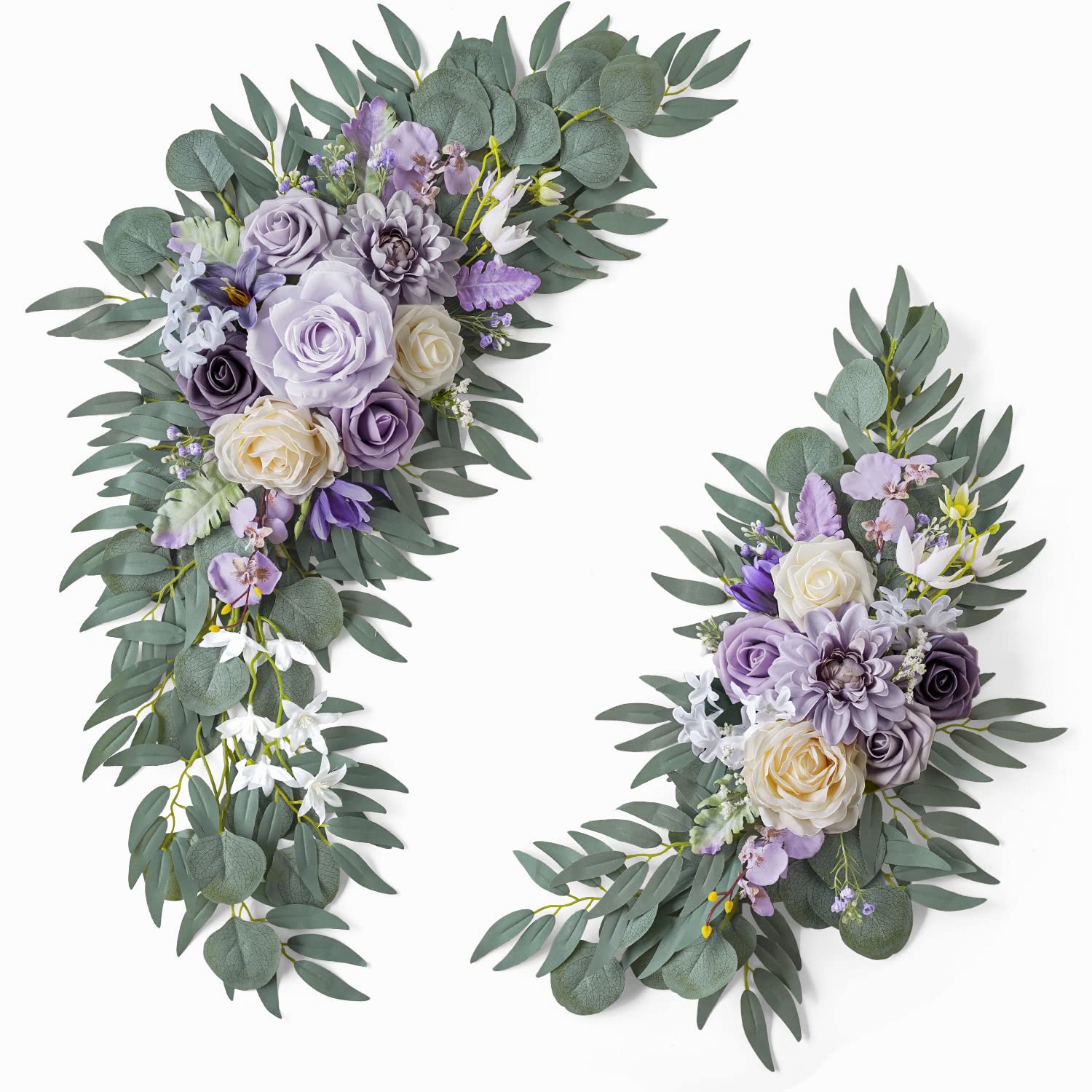 ponatia Wedding Arch Flowers(Pack of 2), Artificial Purple Wedding Flowers for Wedding Welcome Signs Decorations and Arch Flower