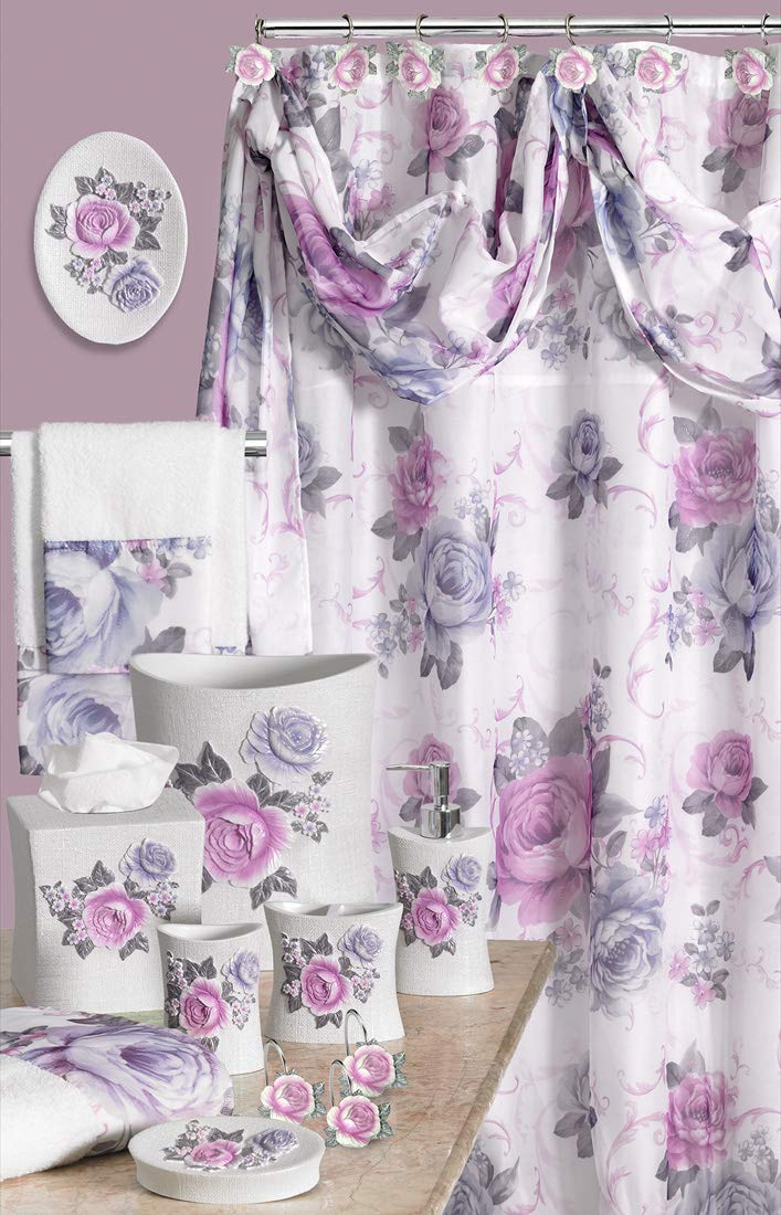 Zahari Home 4pc Michelle Bathroom Accessories Sets Lotion Pump  Tumbler  Tooth Brush Holder and Soap Dish Unique Design Floral Bathroom Set