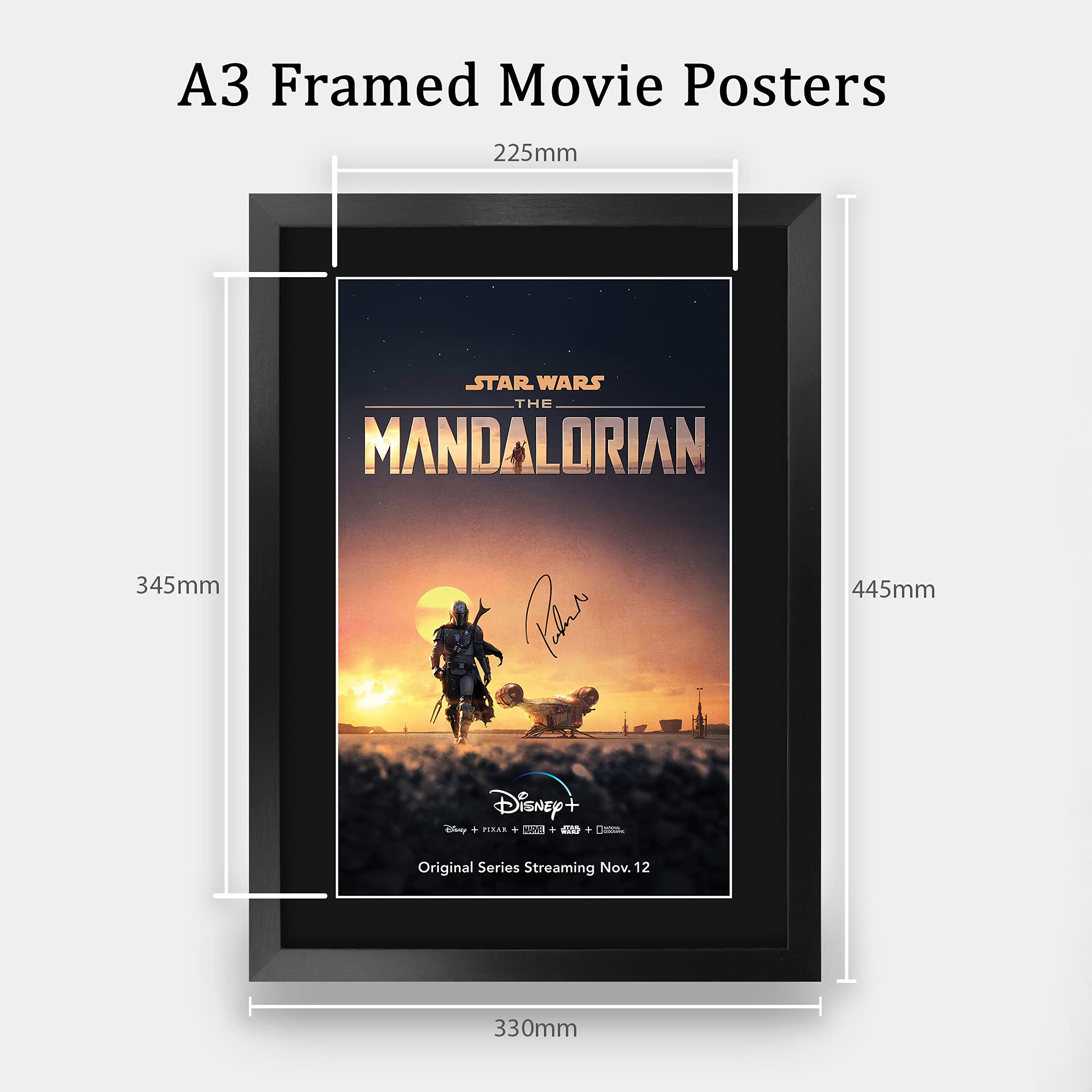 Hwc Trading The Mandalorian Pedro Pascal 16 X 12 Inch Framed Gifts Printed Signed Autograph Picture For Tv Memorabilia Fans - 16
