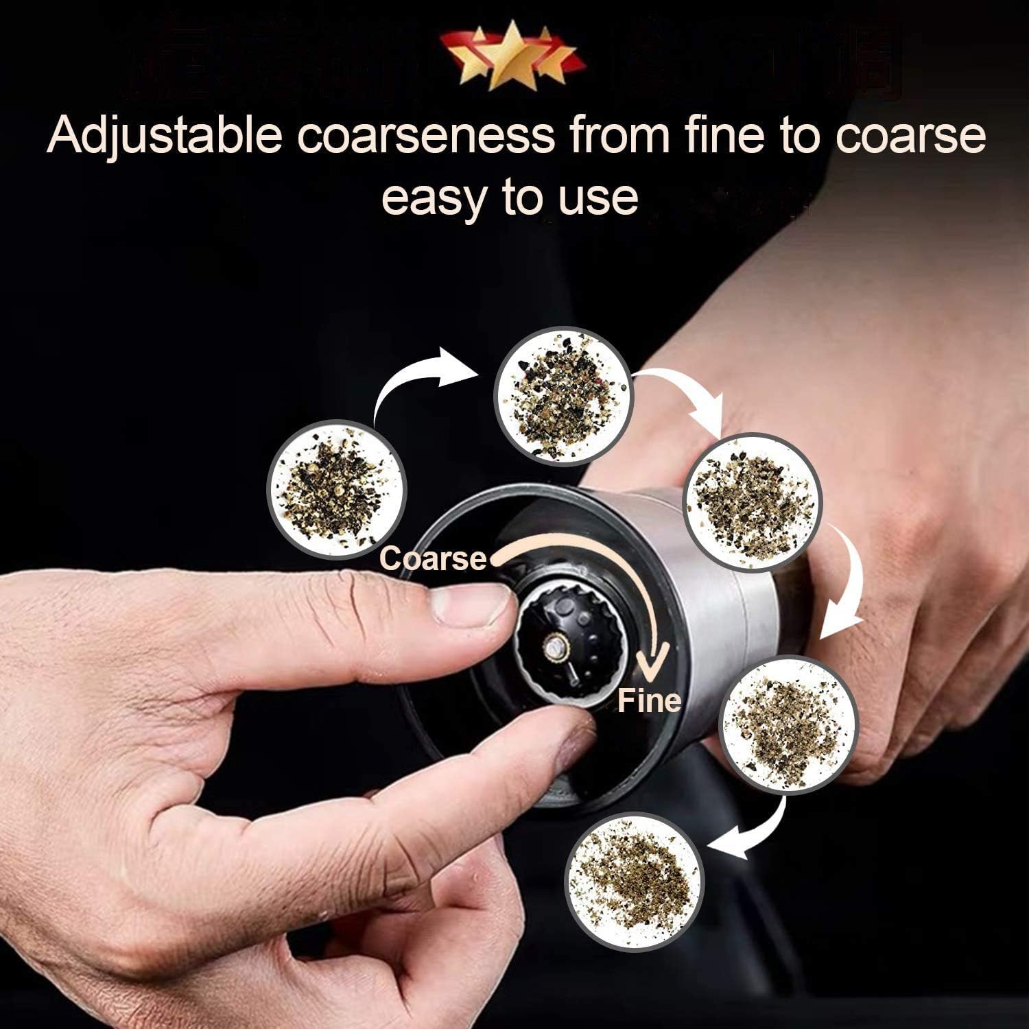 Lessmo 2Pcs Salt And Pepper Grinder Set With Wooden Standing Tray, Salt And Pepper Mill, Stainless Steel Refillable Salt & Peppe