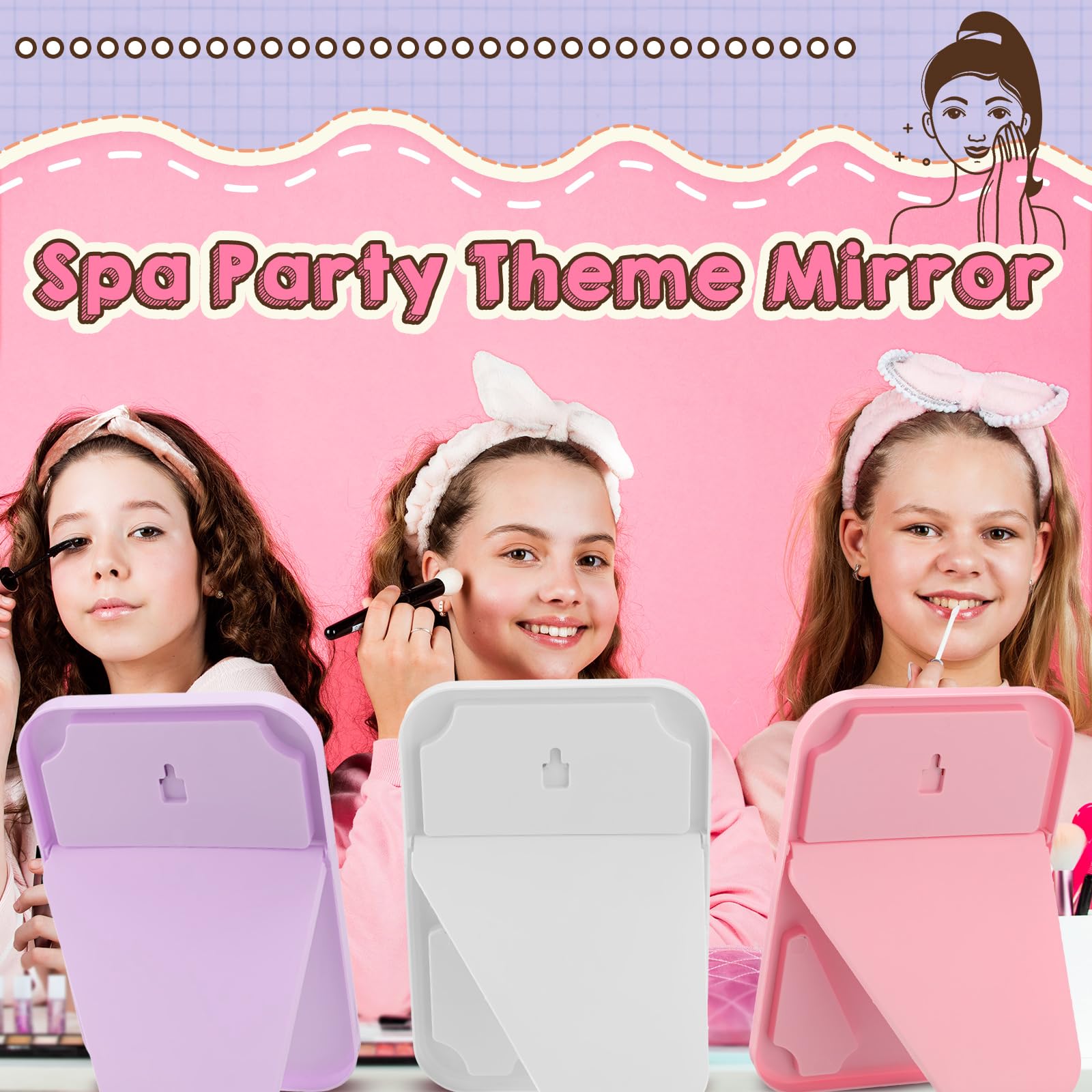 Doublefill 6 Pcs Spa Party Mirror Spa Party Supplies Sleepover Accessory Favors Makeup Mirror For Sleepover Slumber Birthday Fav