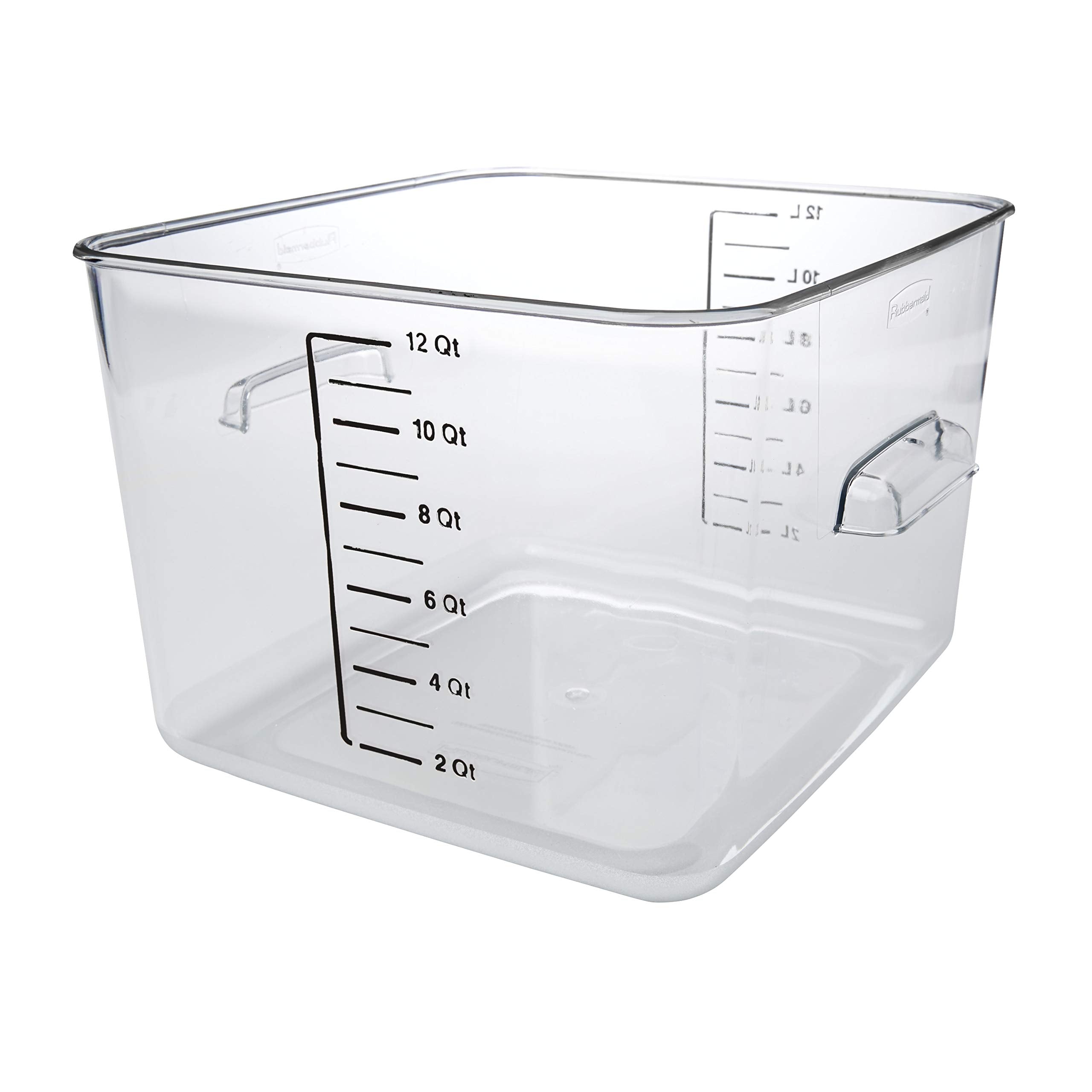 Rubbermaid Commercial Products, Space Saving Square Food Storage Container, 12 Quart, Clear, For Kitchen, Sous Vide, And Meal Pr