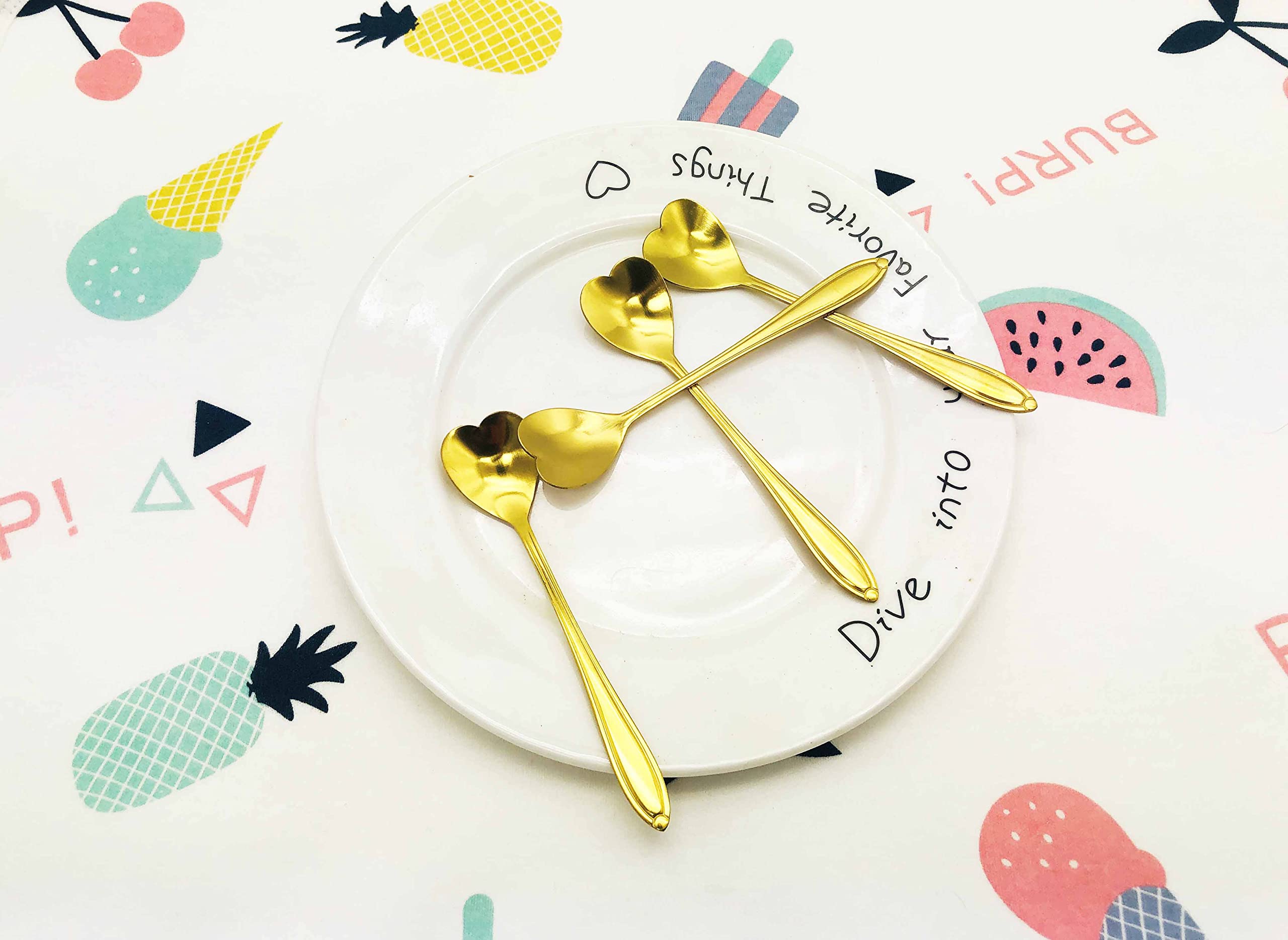 10 Pieces Stainless Steel Flower Spoon, Creative Gold Dessert Spoons, Coffee Spoons, Coffee Stirrers, Tea Spoon, Sugar Spoon, Ic