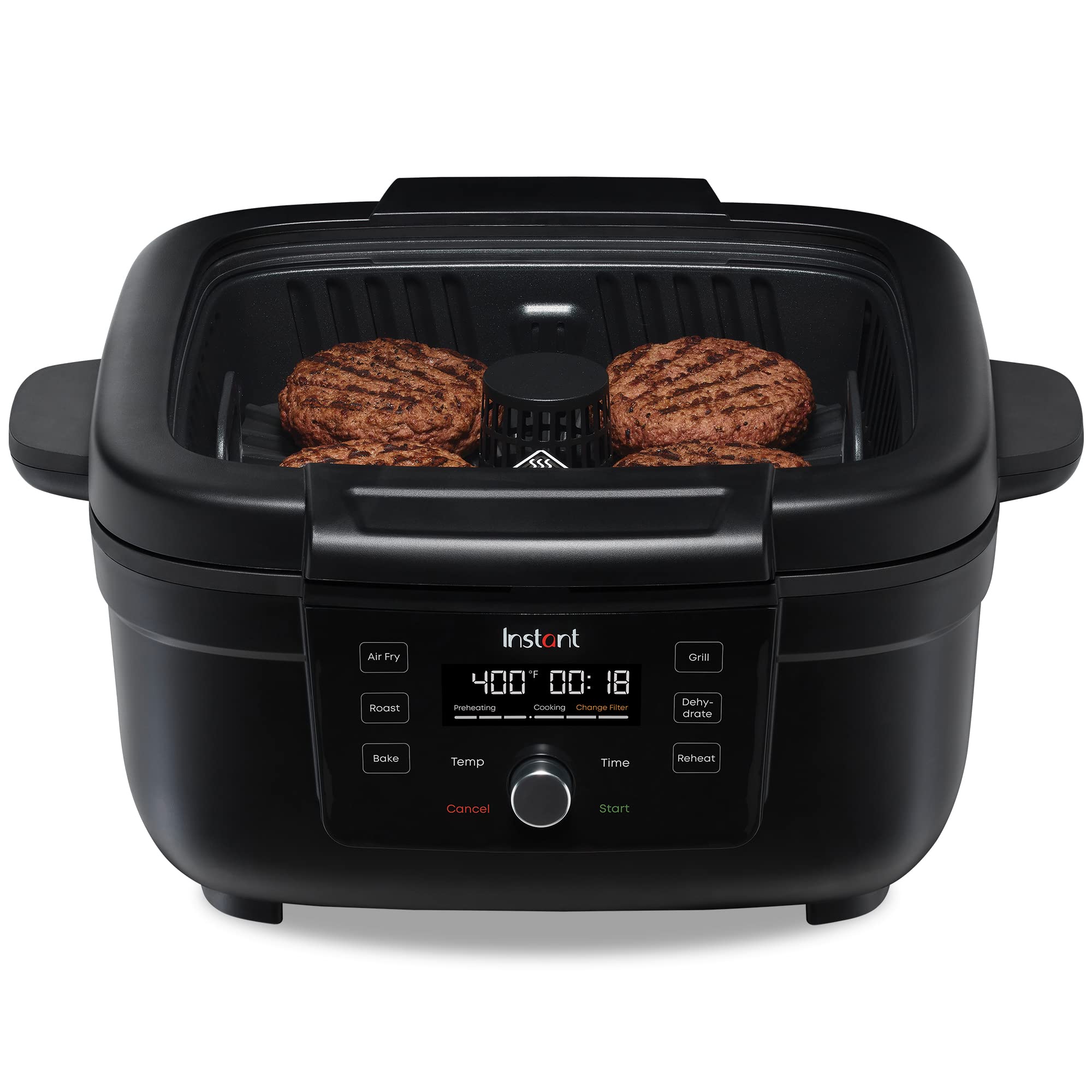 Instant 6-In-1 Indoor Grill And Air Fryer With Bake, Roast Reheat & Dehydrate, From The Makers Of Instant Pot, With Odor-Reducin
