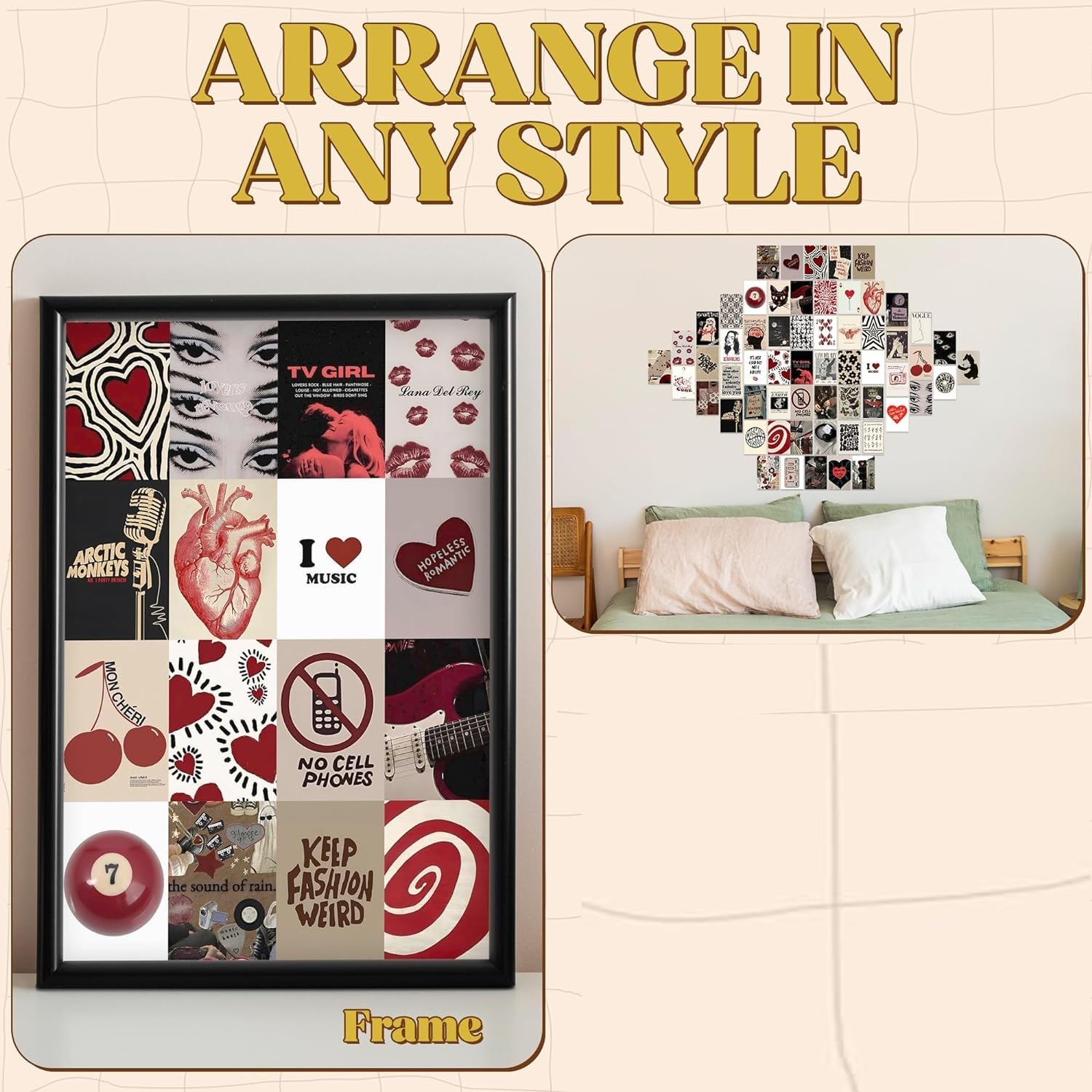 60 pcs Downtown Girl Room Decor, Coquette y2k 2000s Grunge Posters, TV Girl Lana Del Rey Retro Music Wall Art for Bedroom, Trend