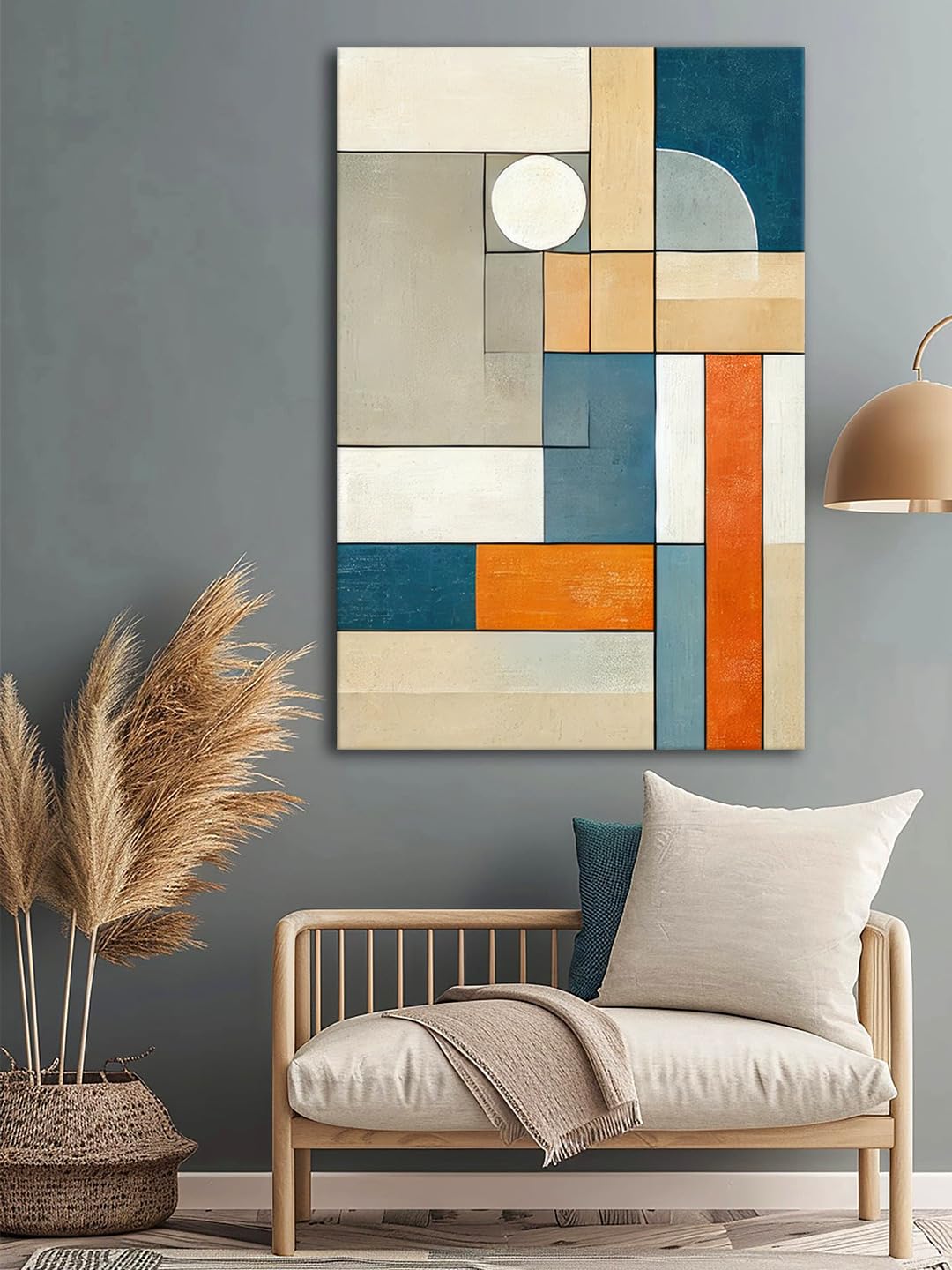999Store Abstract Geometric Canvas Art In Warm Tones - Stylish Wall Decor For Contemporary Homes(24X36 Inch_ Canvas) Flp24360731