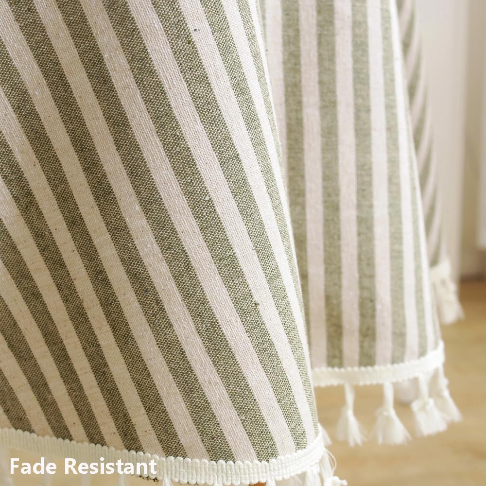 Trudelve Cotton Blend Tablecloth Green Striped Tablecloth With Tassels Boho Tablecloths For Rectangle Tables (Green,86 ''X55 '',