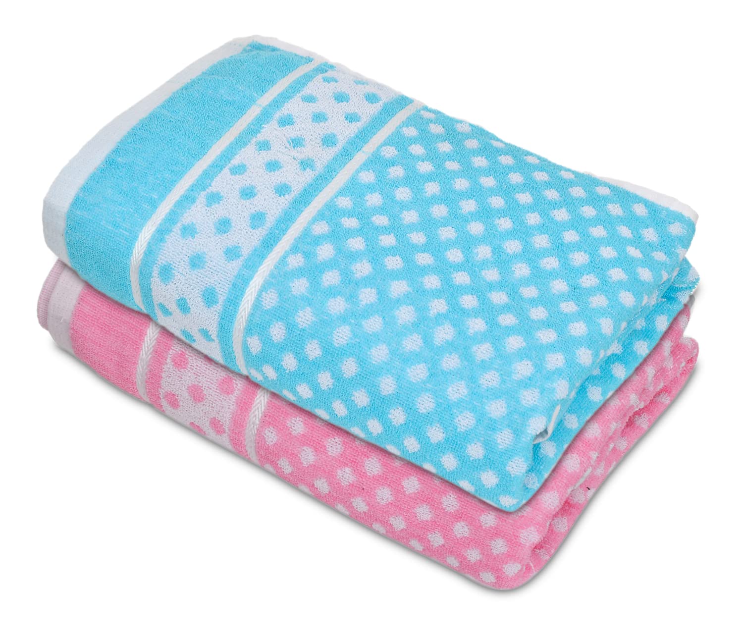 Heart Homedot Printed Super Soft, Fluffy, And Absorbent, Cotton Bath Towel Perfect For Daily Use, 30X60 Pack Of 2 (Sky Blue &