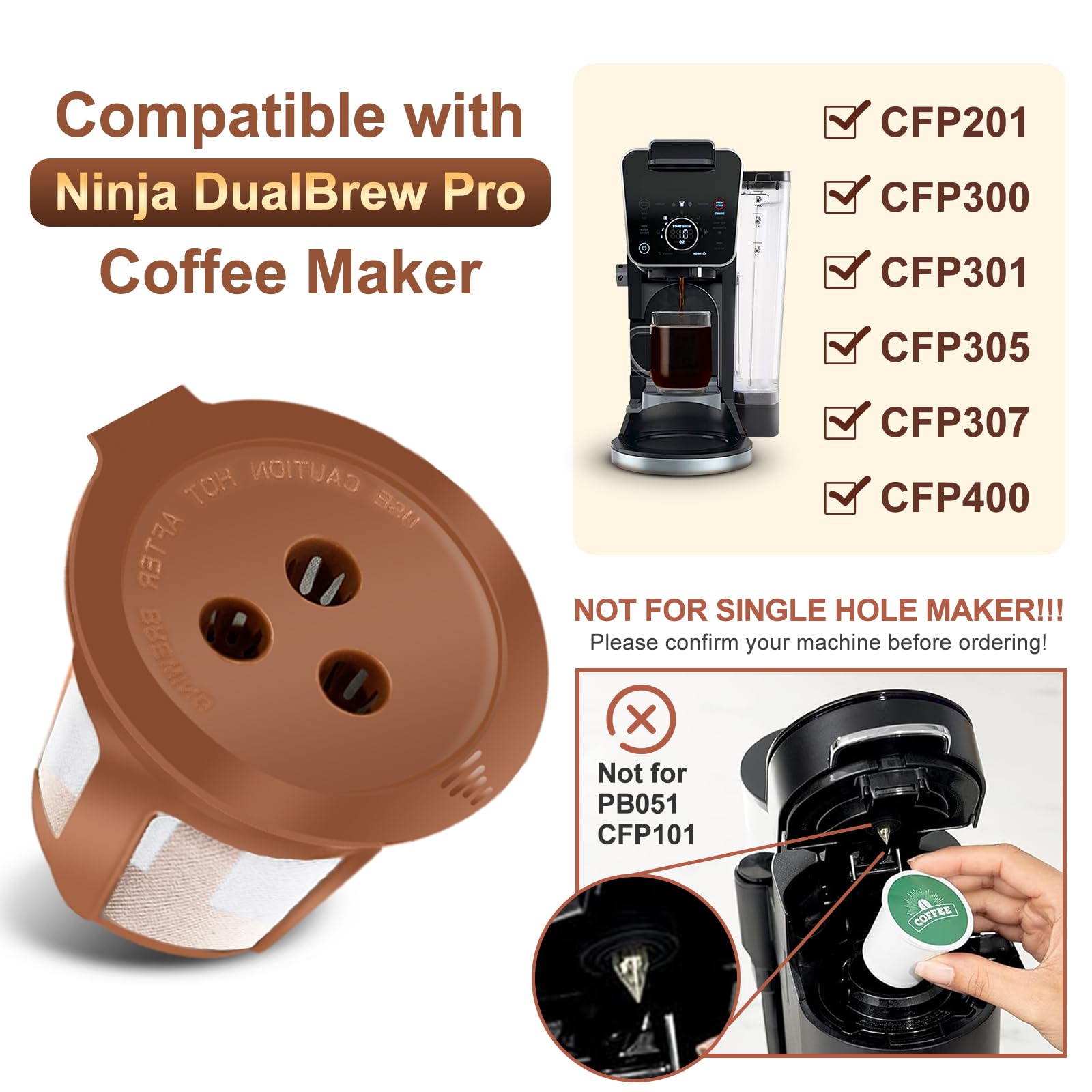 Vivi Sky Reusable Coffee Filter For Ninja Coffee Maker, 4 Cone Coffee Maker Filter #4 For Ninja Dual Brew Coffee Maker Ninja Cof