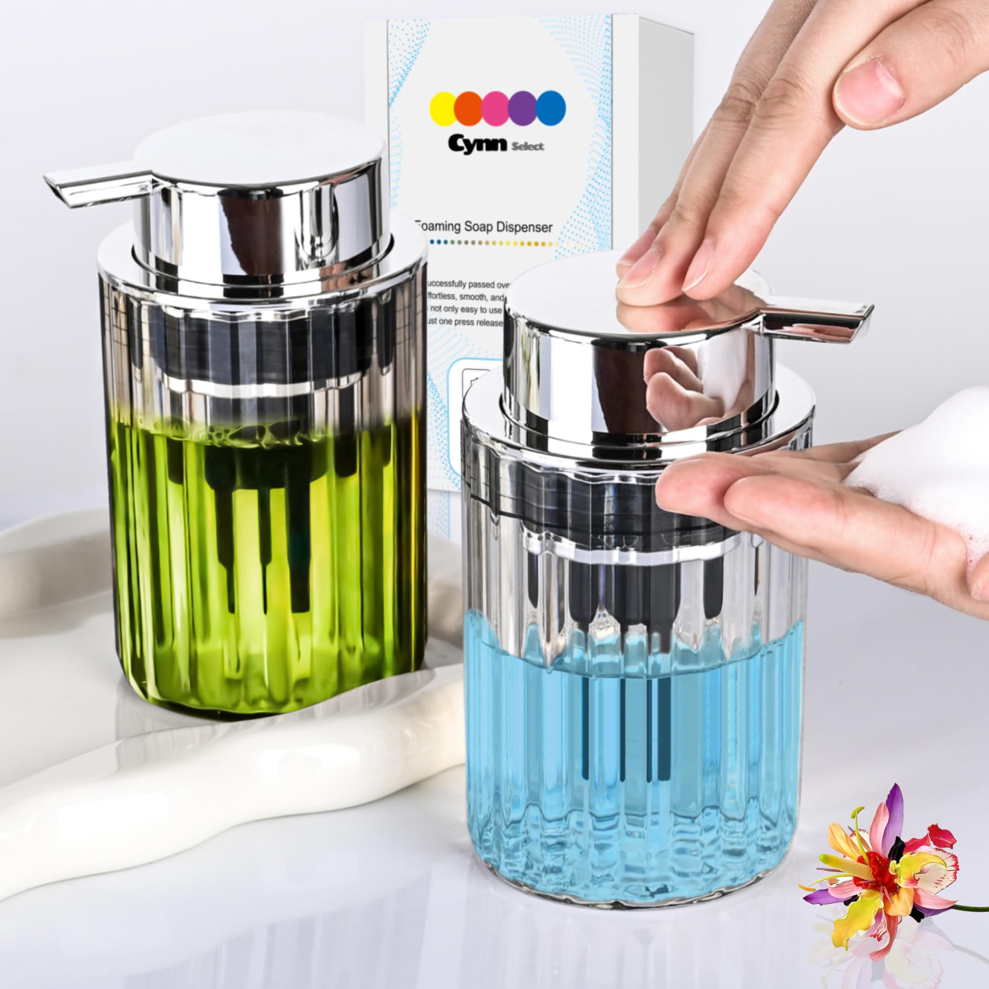 Cynn Select Foaming Soap Dispenser,2Pack Light Clear And Gray Clear,Plastic Refillable Soap Dispenser,Hand Soap Dispenser,Soap D