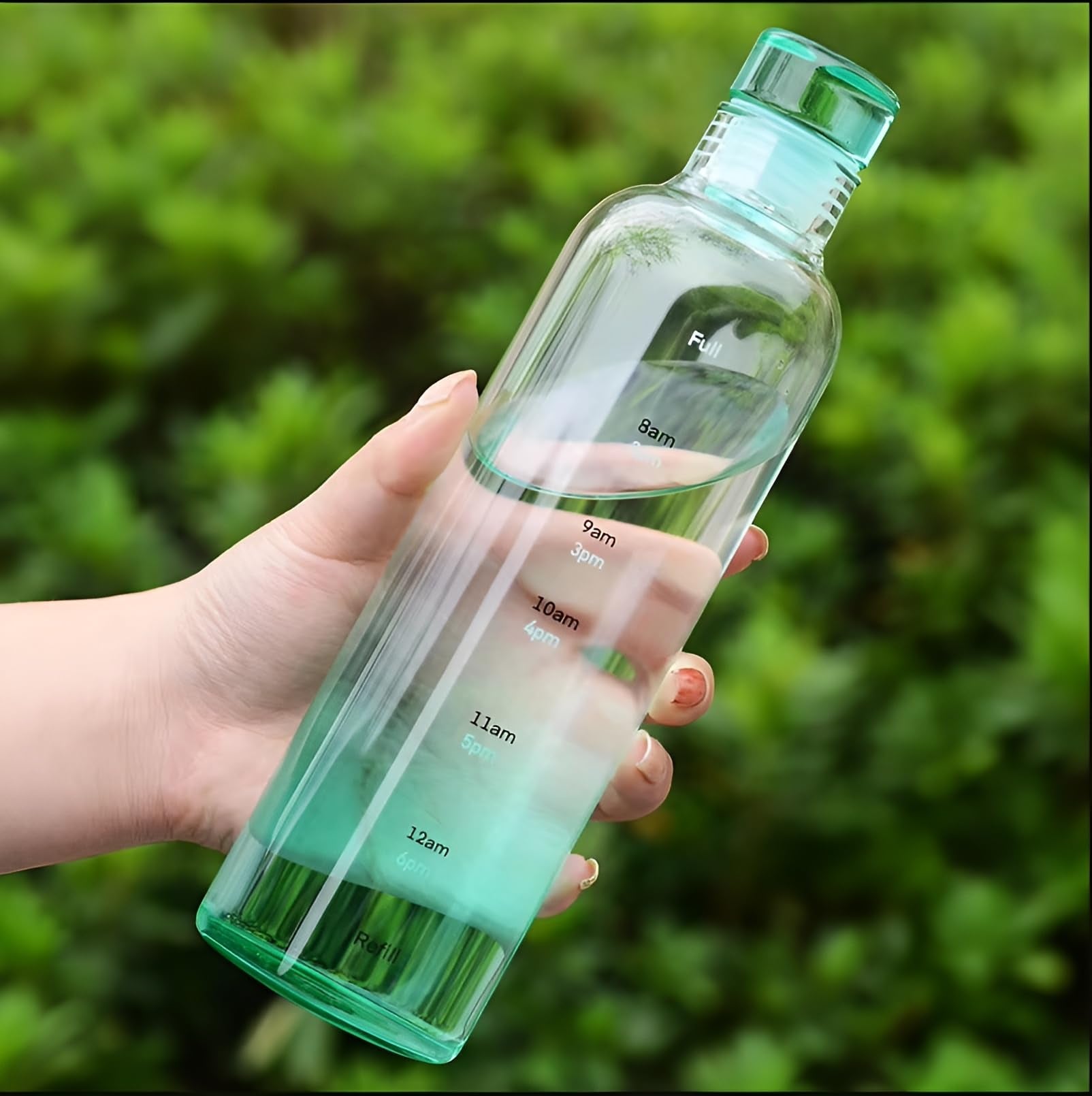 Jigshtial Borosilicate Glass Water Bottles, H2O Glass Fridge Water Bottle With Cap, Leak Proof & Airtight Lid, Water Bottle For 