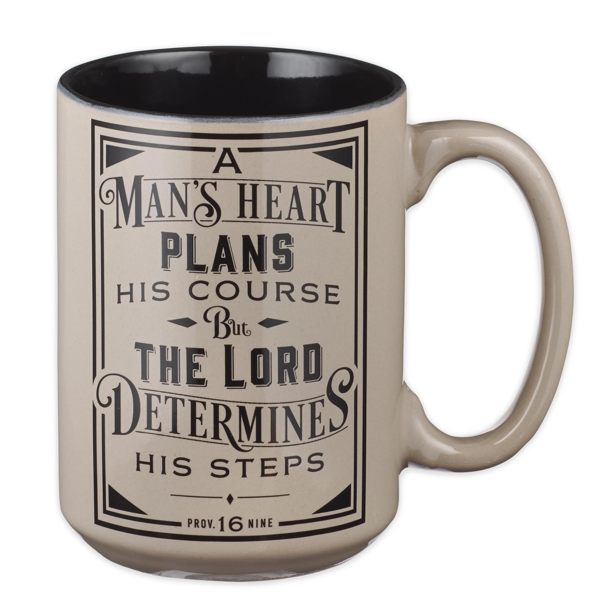 Christian Art Gifts Large Ceramic Coffee & Tea Mug for Men, Dads & Pastors: Mans Heart Plans Inspirational Bible Verse Microwav