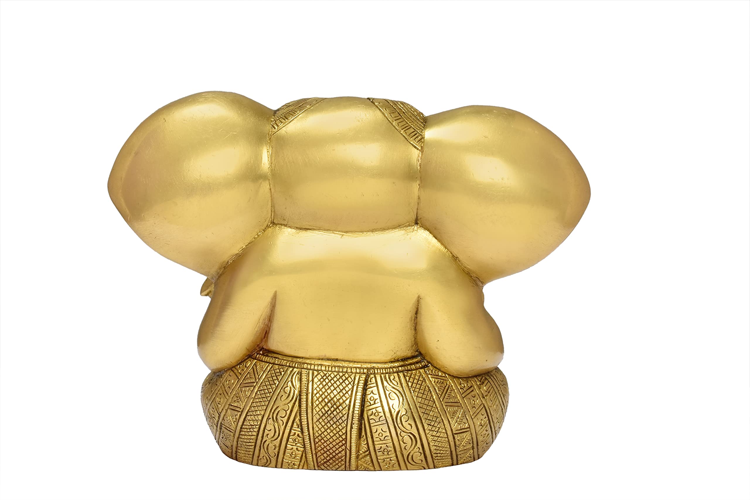 Kuber Handicraft Lord Ganesha Statue Sculpture Idol (Brass, Gold)