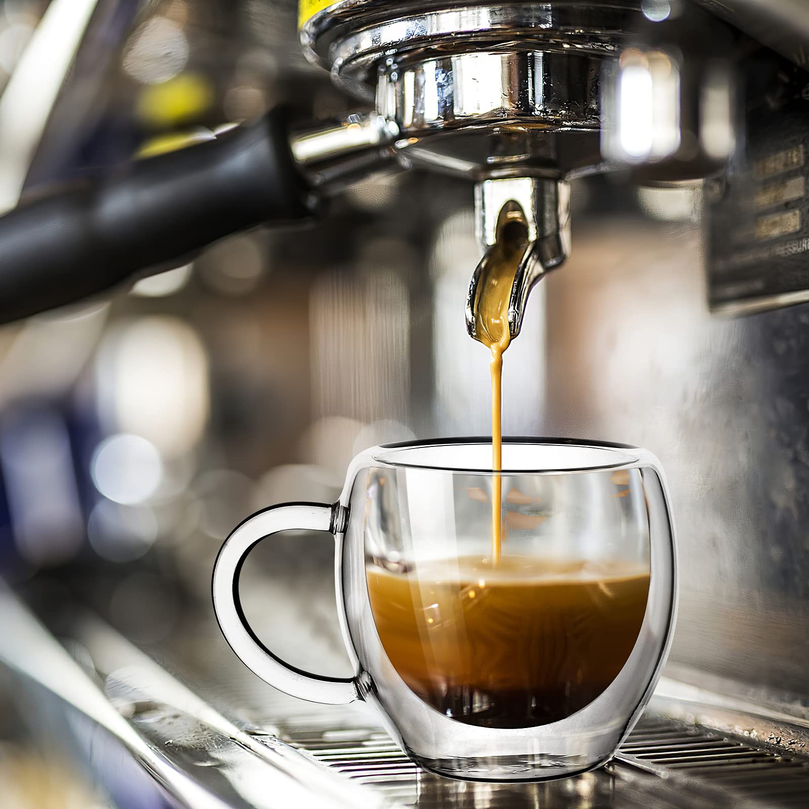 2.5Oz Presso Cups Set Of 4 With Handle, Espresso Shot Glasses, Expresso Shots Cup,Clear Double Wall Insulated Espresso Mugs,Taza