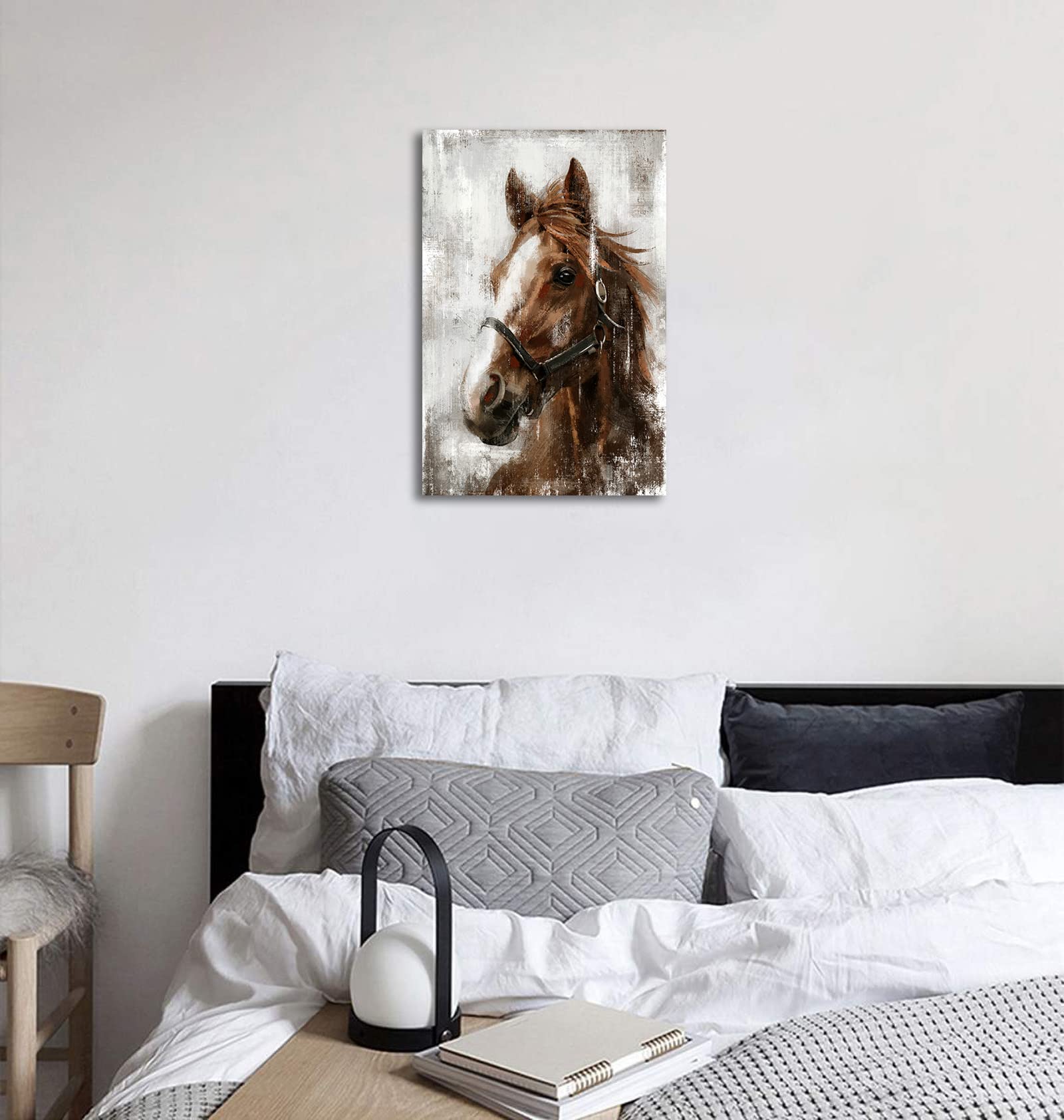Horse Canvas Wall Art Horse Portrait Pictures Wall Decor Farmhouse Brown Horses Canvas Painting Rustic Horse Canvas Prints Artwo
