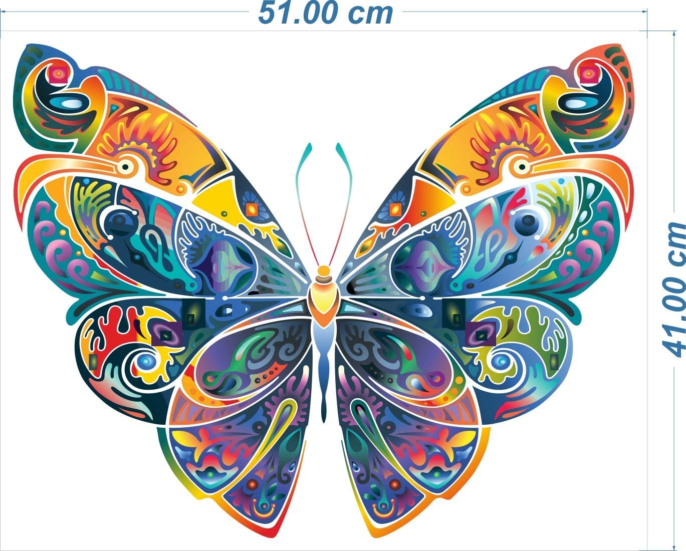 Akki Wold Colorful Butterfly Wall Sticker for Living Room/Bedroom/Office Size - 41 cm X 51 cm