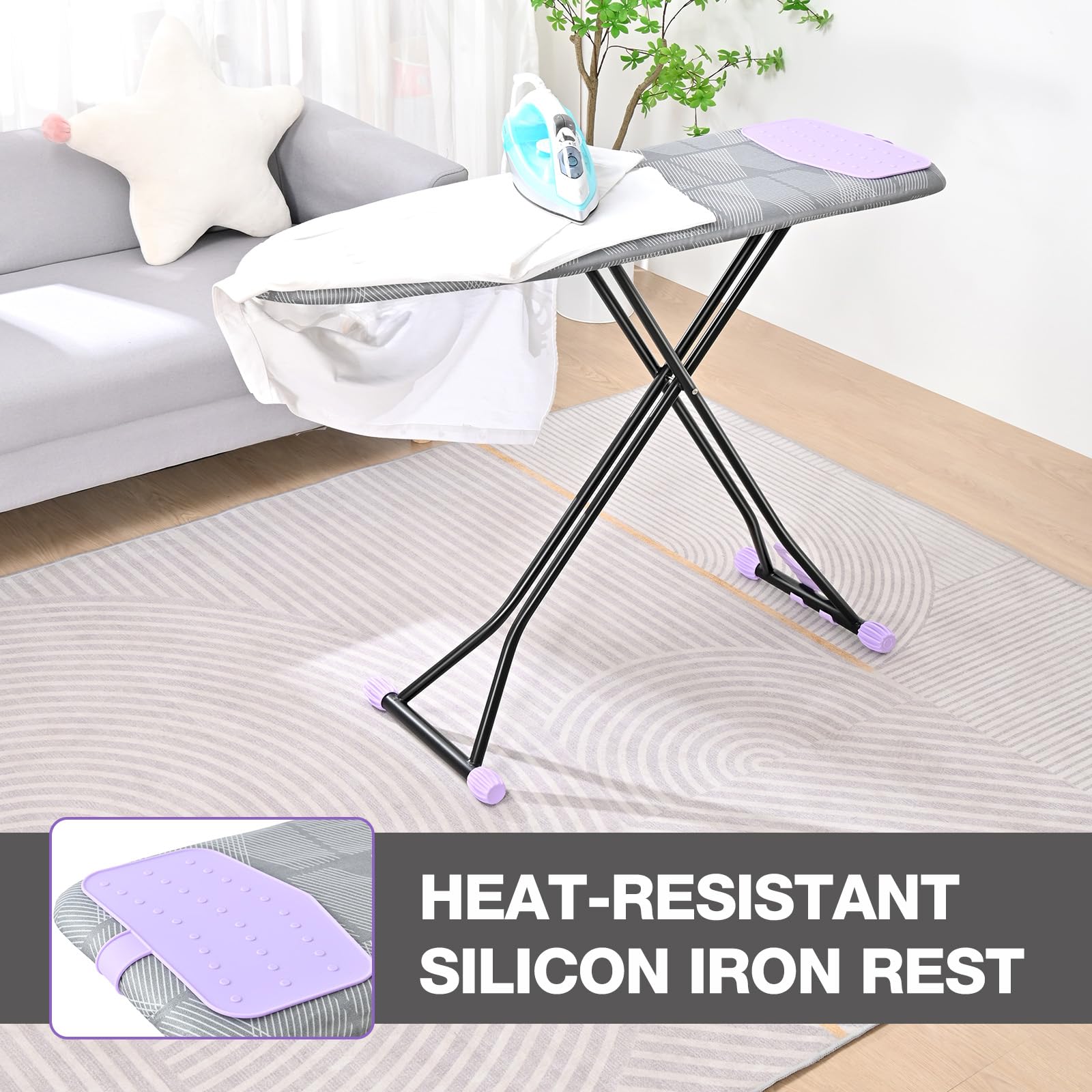 Apexchaser Ironing Board, Ironing Boards With Iron Rest, Extra Thick Cover And Pad, Height Adjustable, Easy Storage With Smart H
