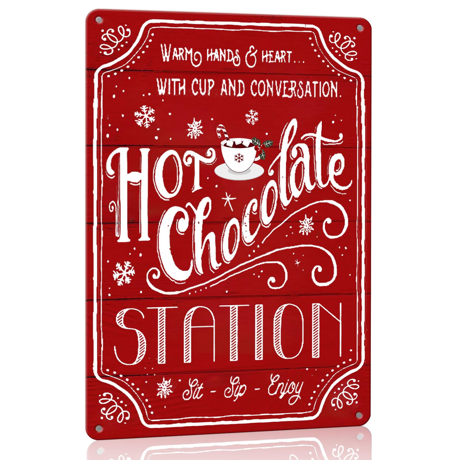 Hot Chocolate Bar Sign Christmas Metal Signs Red Hot Cocoa Bar Sign Hot Chocolate Bar Decor Hot Cocoa Station Decor Tin Sign Chr