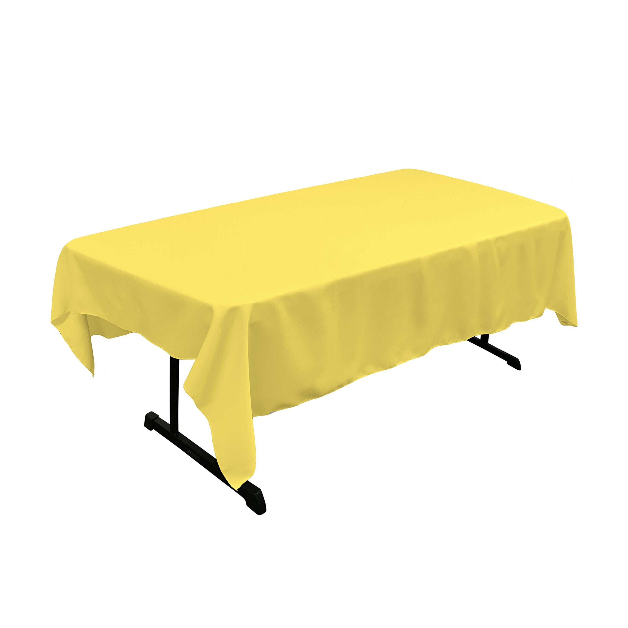 LA Linen Polyester Poplin 60 by 84-Inch Rectangular Tablecloth  Yellow Light