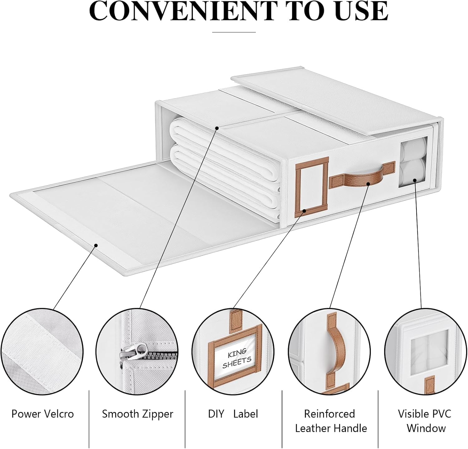 BigPonPon 6 Pack Foldable Bed Sheets Set Organizers and Storage(King & Queen Size),Linen Fabric Closet Organizers with Window,Fo