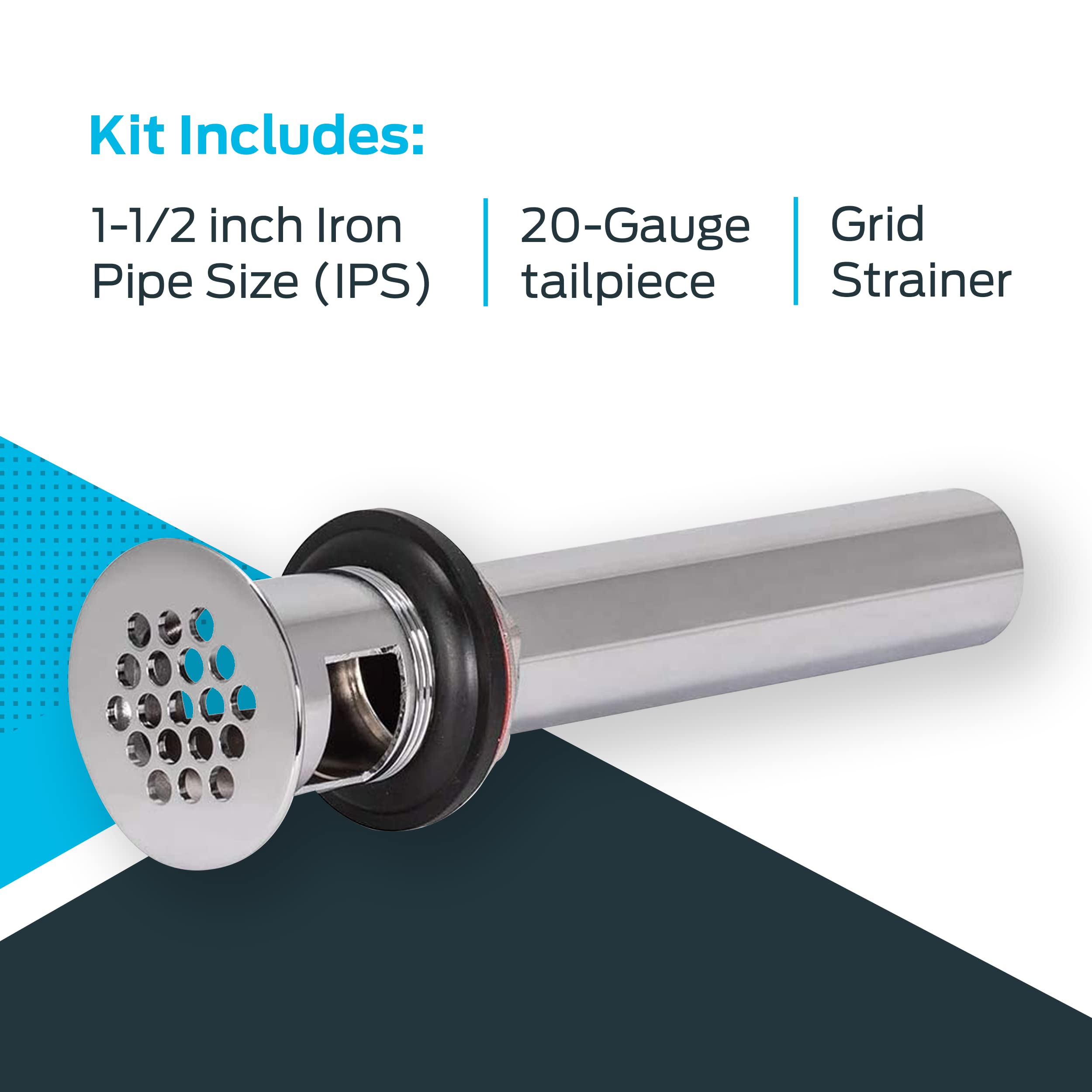 Ez-Flo 1-1/2 Inch Ips Replacement Bathroom Sink Grid Strainer, Chrome, 35072