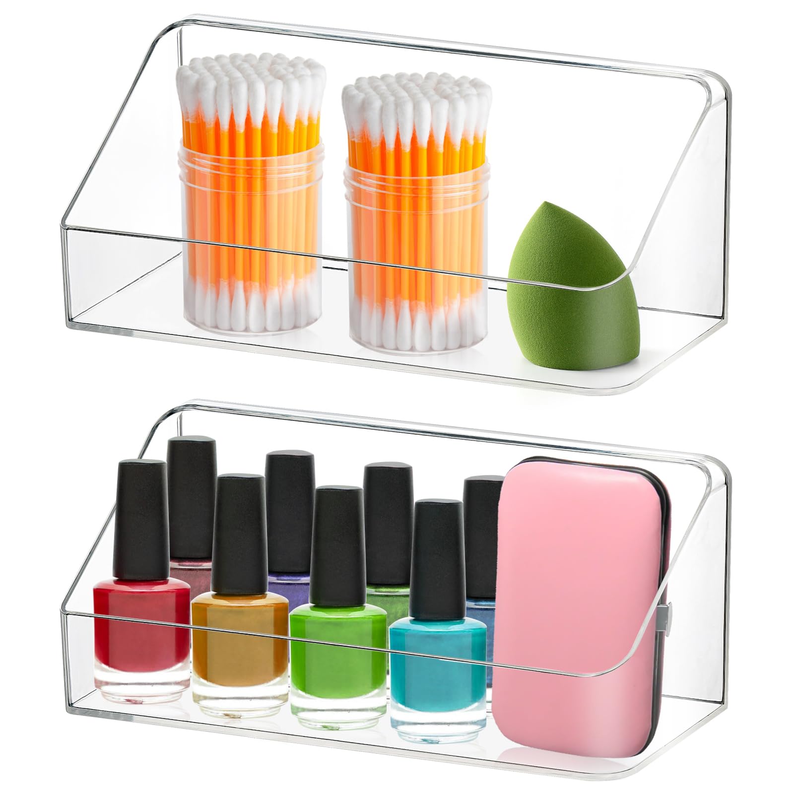 Poeland 2 Pack Medicine Cabinet Shelves Organizer, Wall Mounted Storage Organizer, Clear Storage Box For Rv Bathroom, Bedroom, M