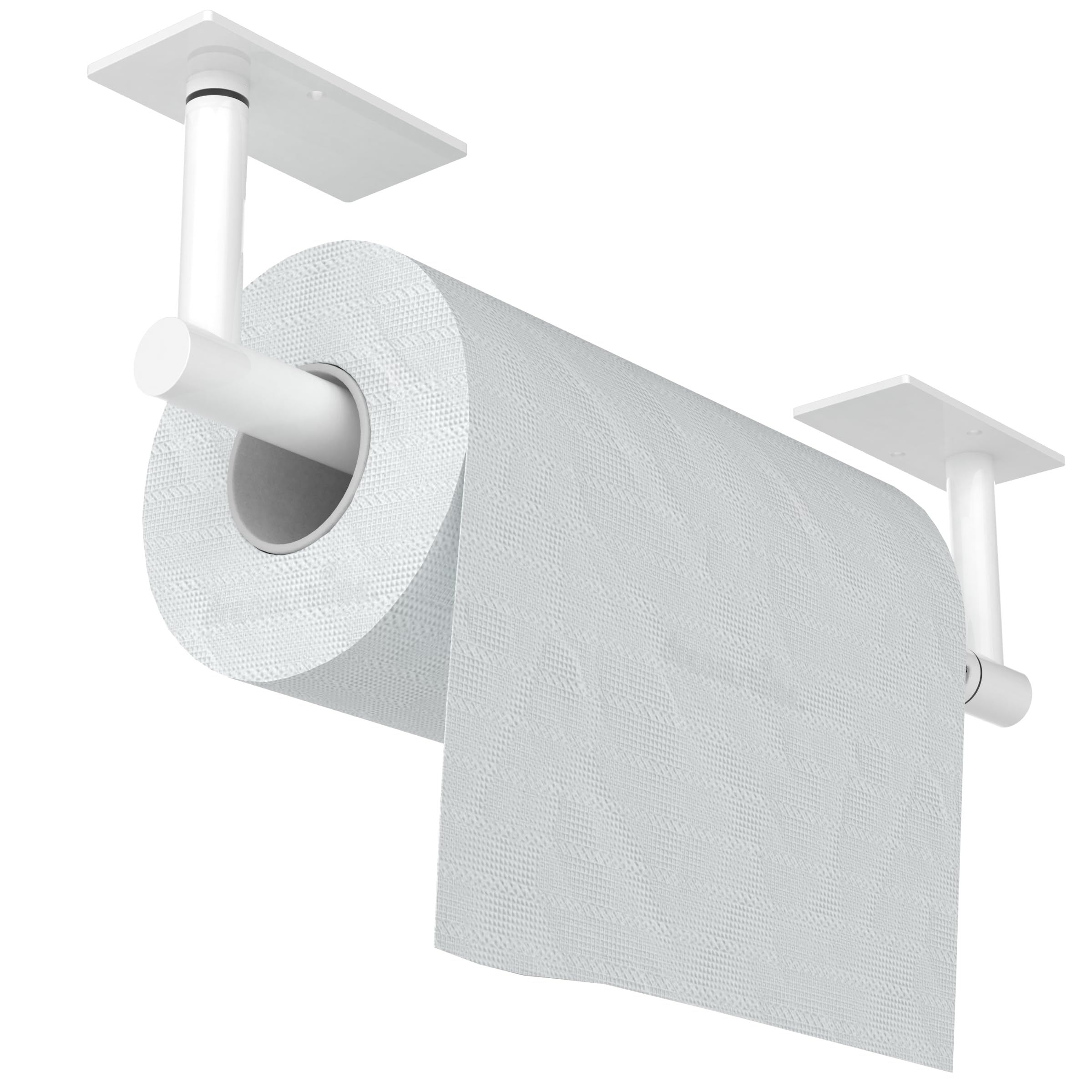 WZKALY White Paper Towel Holder Under Cabinet, Self Adhesive or Wall Mounted SUS304 Stainless Steel Paper Towel Holder for Kitch