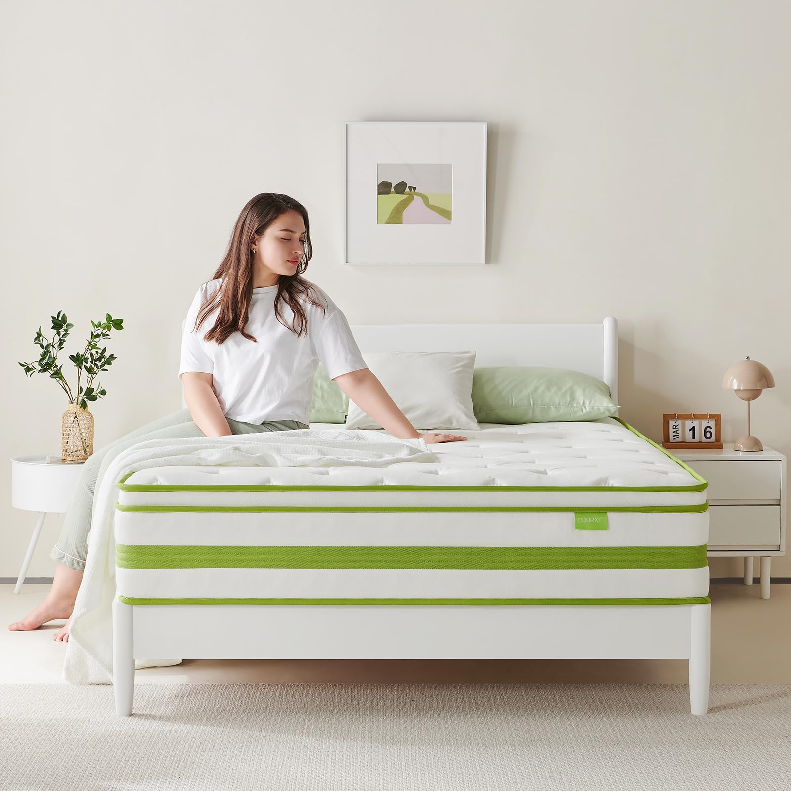 Dourxi Twin Xl Mattress, 12 Inch Gel Memory Foam And Hybrid Mattress For Pressure Relief, Organic Fabric Cover, Medium Firmness,