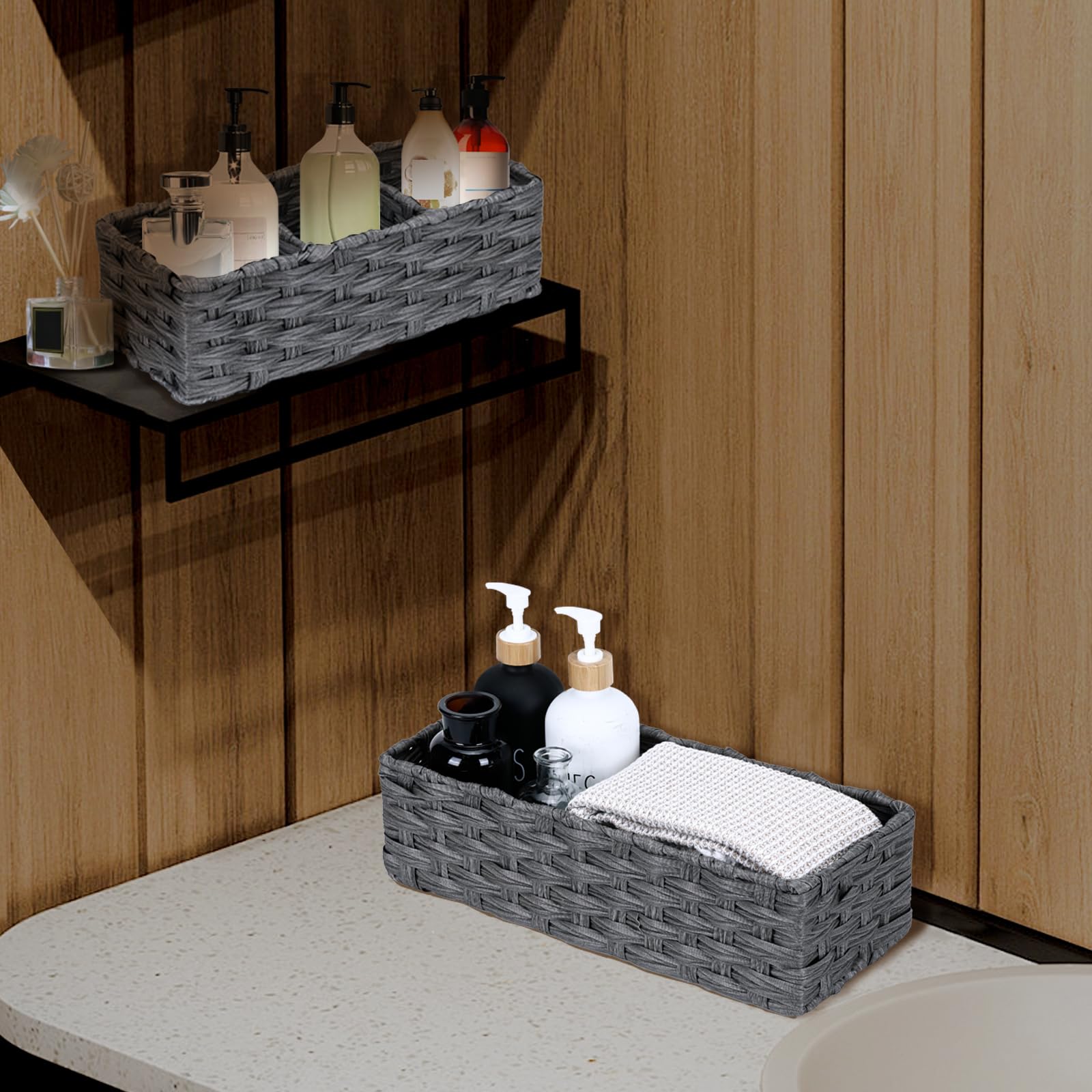 Dullemelo Toilet Paper Basket For Organizing, Small Bathroom Baskets For Storage, Waterproof Toilet Paper Basket For Back Of Toi