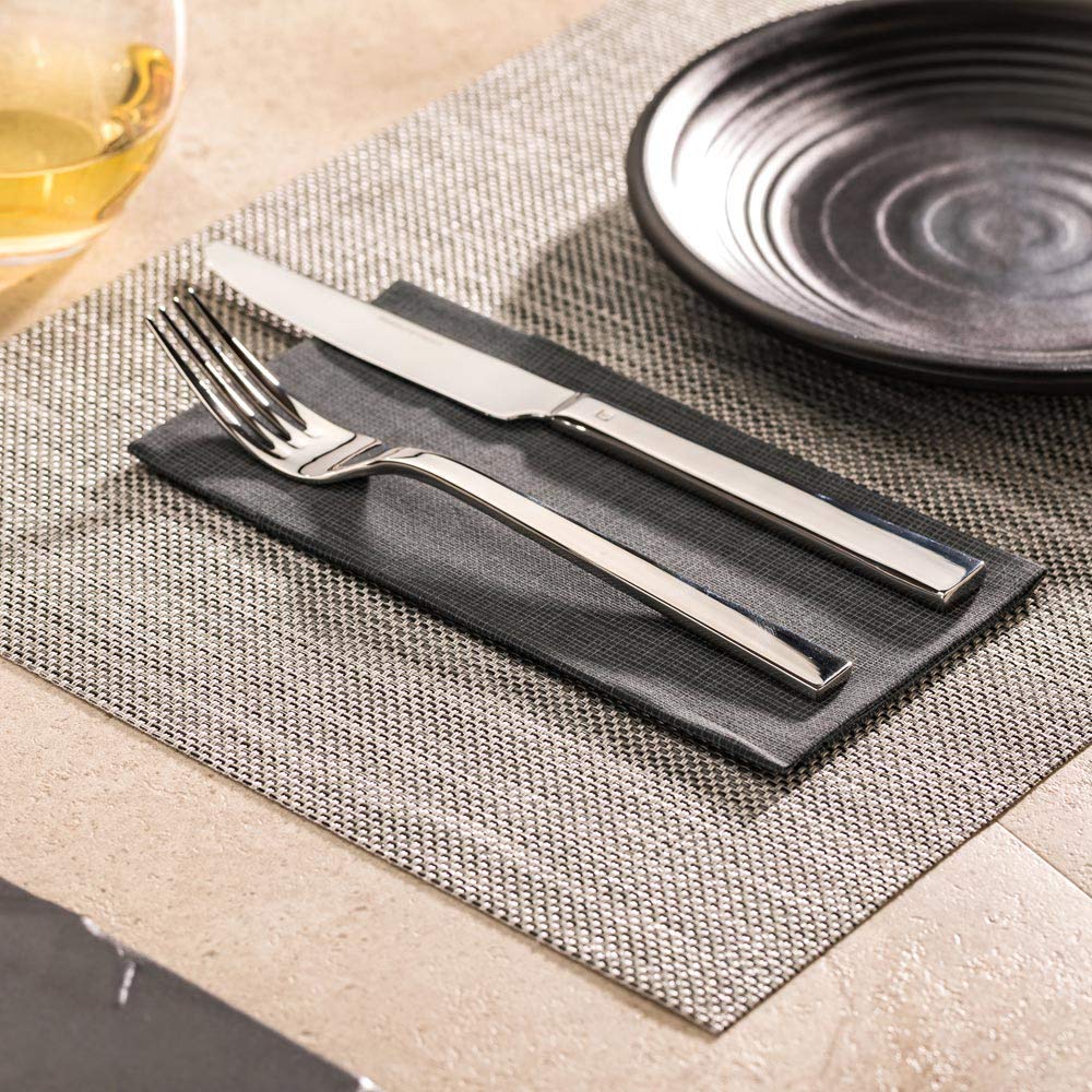 Restaurantware Carmel Mesh 16 X 12 Inch Table Placemats Set Of 6 Woven Washable Placemats - Heat Tolerant No Stain Antique Gray