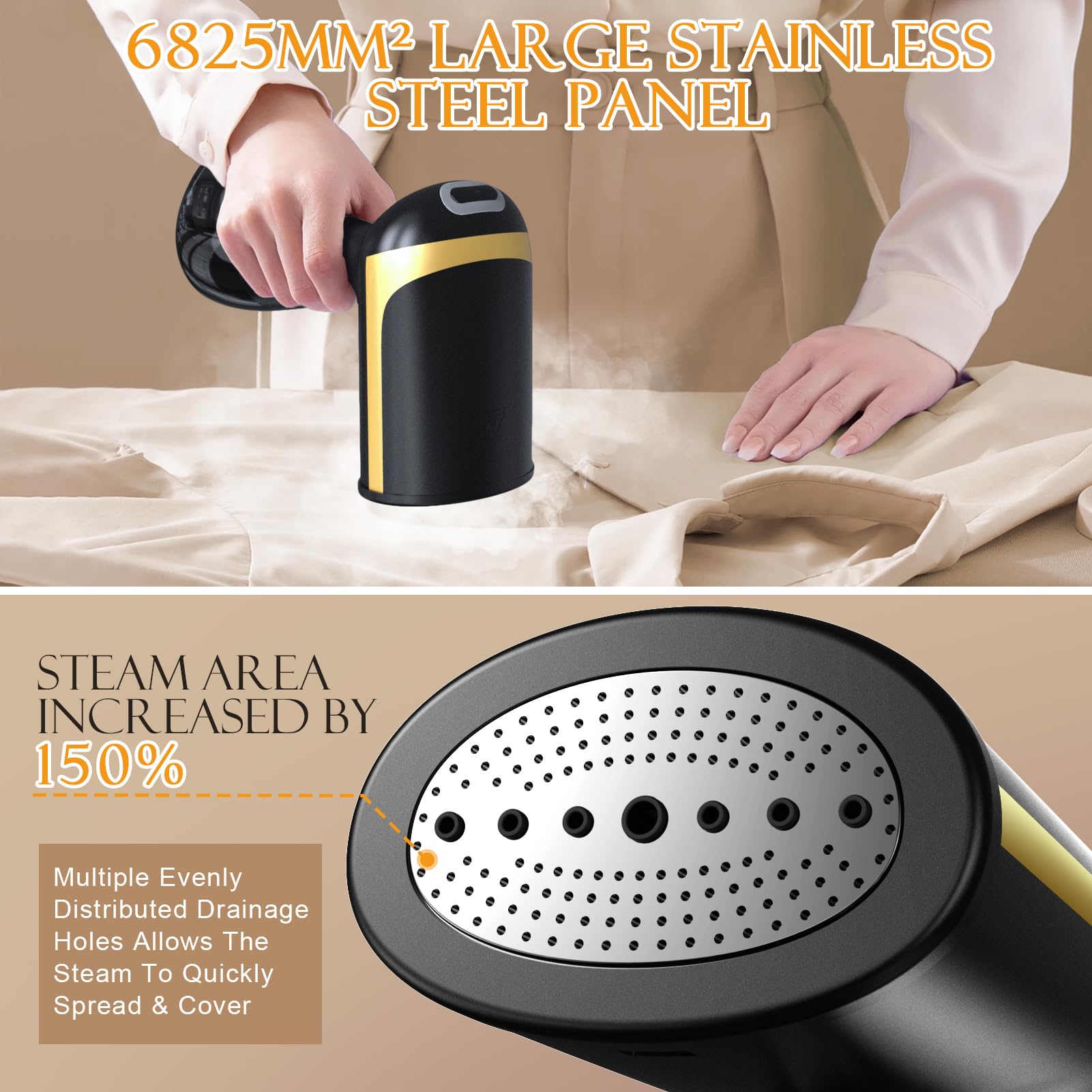 Yewkoisl Portable Handheld Clothes Steamer - 1500W, 20S Fast Preheating, 300Ml Water Tank, Includes Brush Head & Ironing Glove F