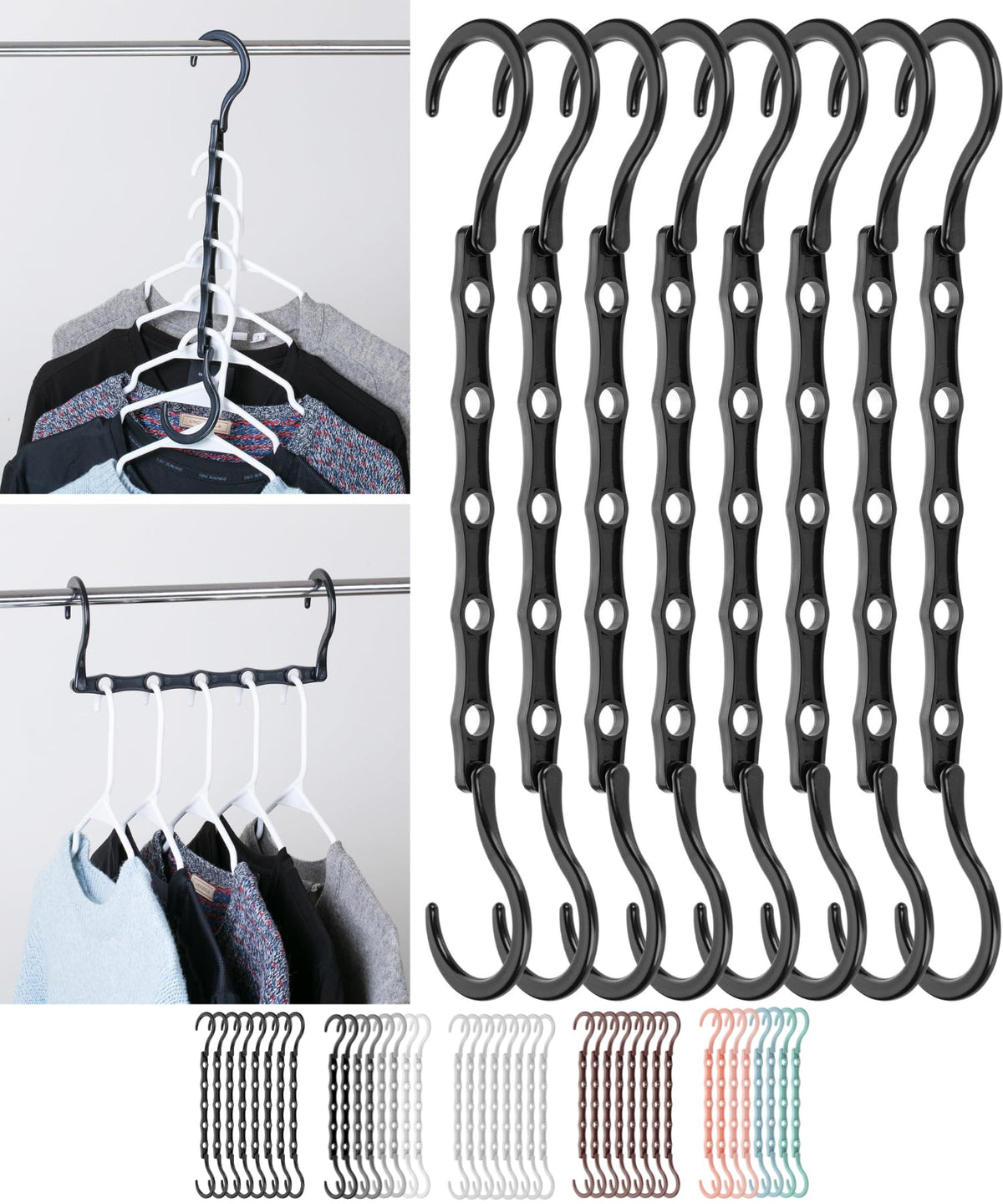 Mr. Pen- Space Saving Hangers, Black, 8 Pack, Clothes Hangers Space Saving, Closet Hangers Space Saver, Closet Space Savers, Shi