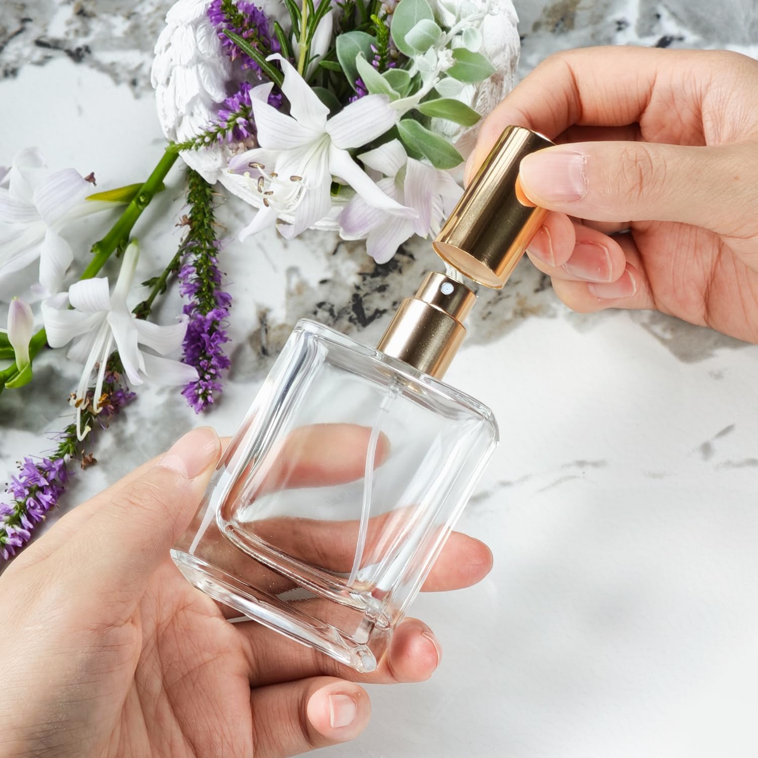 Yerpkefey 50Ml/1.7 Oz Glass Spray Bottle Perfume Atomizer,Travel Refillable Perfume Bottles Empty Classic Spray Bottle 2Pack (Go