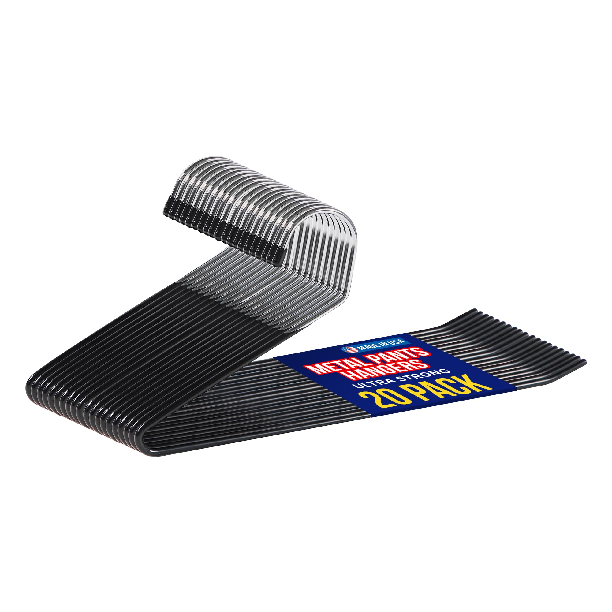 Lifemaster Metal Pants Hanger Set - 20 Pieces Elegant Non-Slip Closet Space Saving Hanger Set For Pants, Trouser, Blankets, And