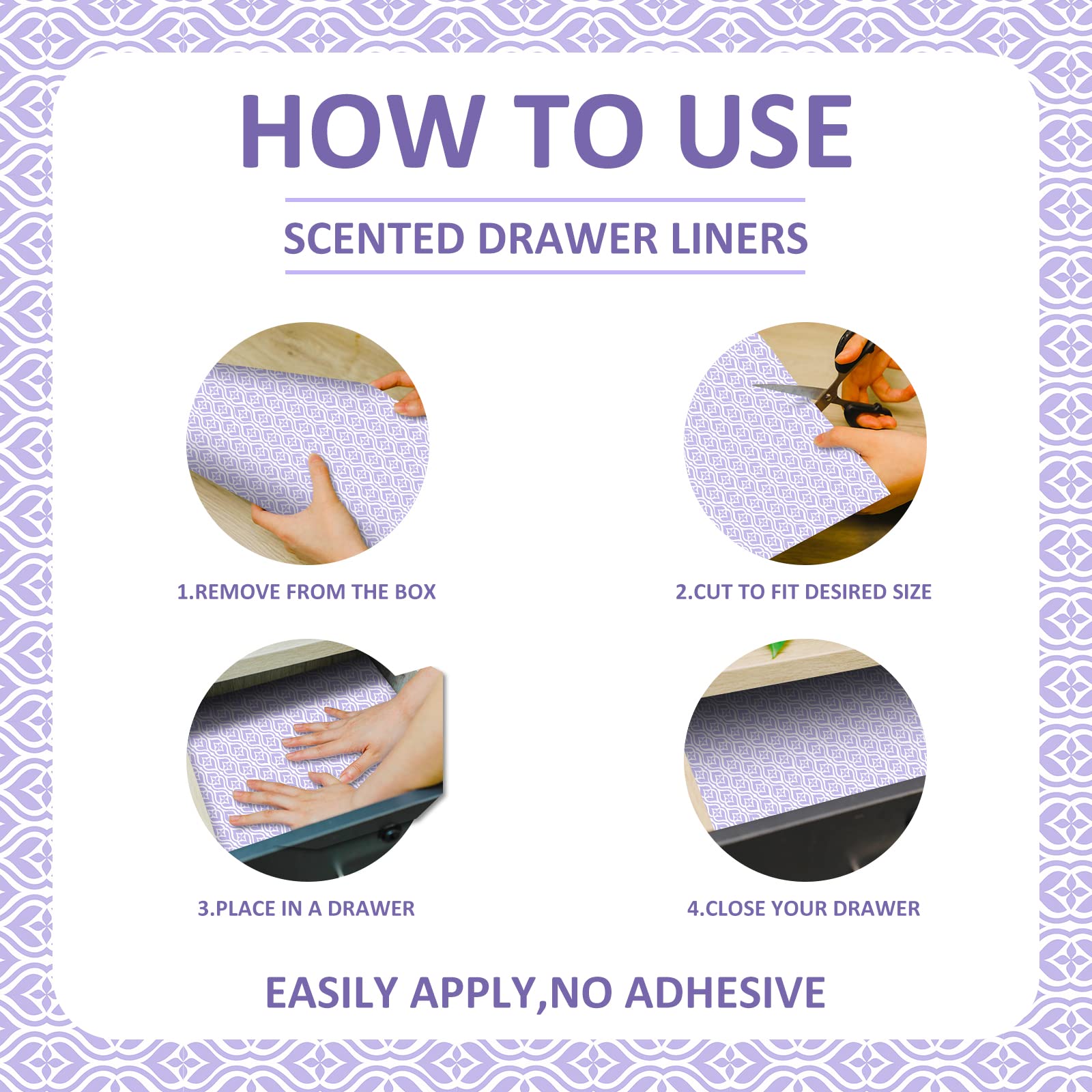 15 Sheets Drawer Liners for Dresser Lavender Scented Drawer Liners Drawer Paper Liner 14.3x19.5 Inch Sheets Scented Paper Sheets for Closet Drawers (Lavender)