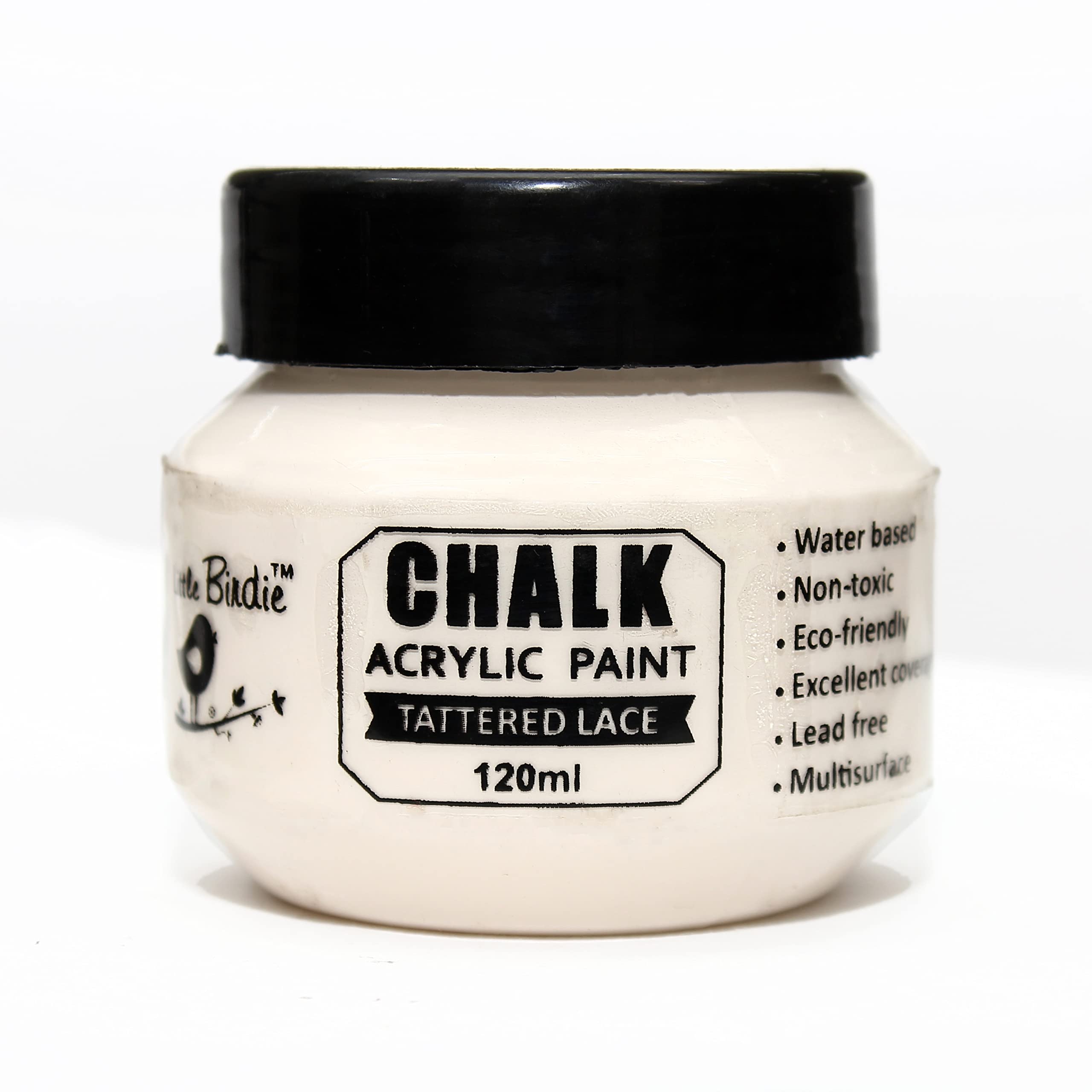 Little Birdie Home Decor Chalk Paint Tattered Lace - 120Ml |Chalk Paint For Wood Furniture, Wall, Home Decor, Glass, Terracotta 