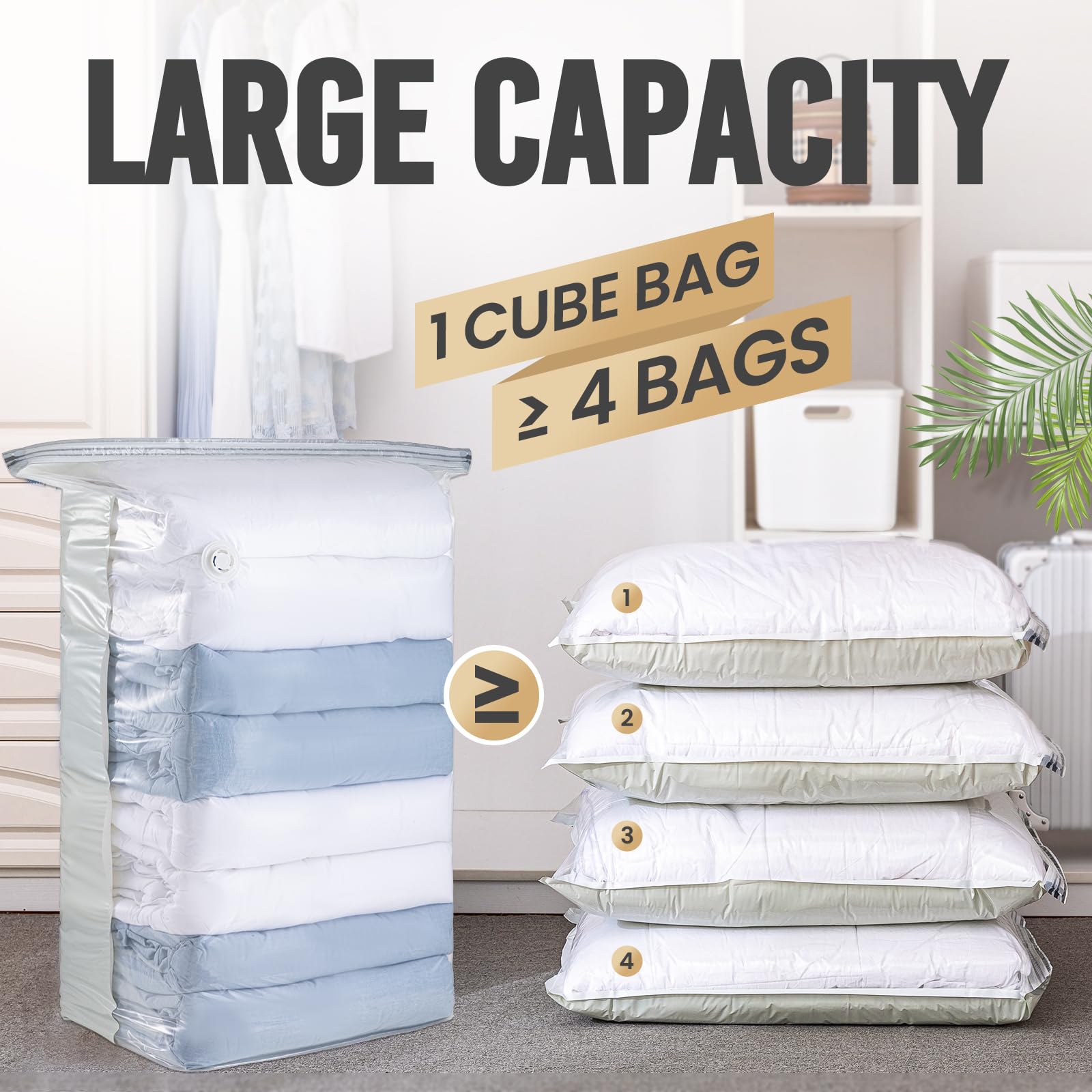 TAILI Vacuum Storage Bags 4 Pack  Space Saver Bags  Jumbo Cube (31x40x15 Inch)  Extra Large Vacuum Sealer Bags for Comforters Blankets Bedding Duvet  Closet Organizers  Space Bags Vacuum Storage Bags