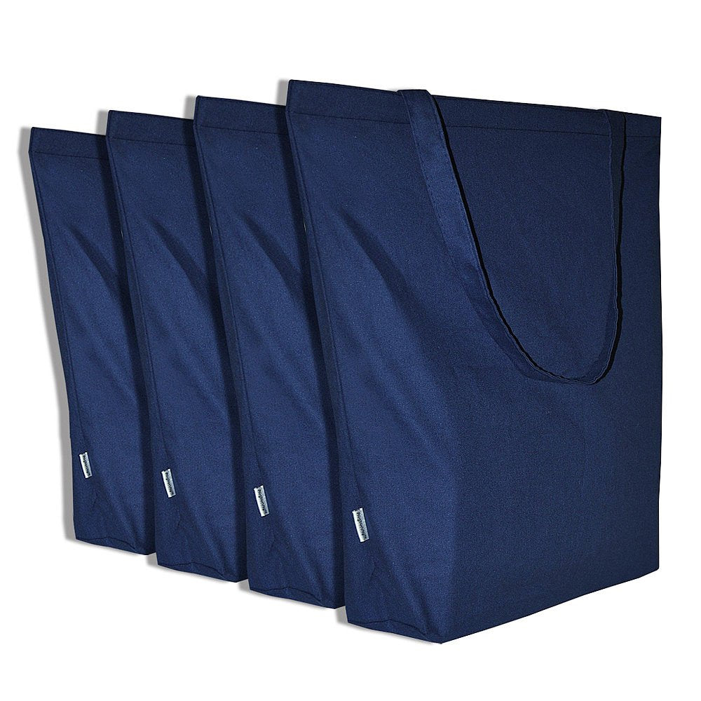 Augbunny 100% Cotton Canvas Shopping Tote Bag Grocery Bag 4-Pack