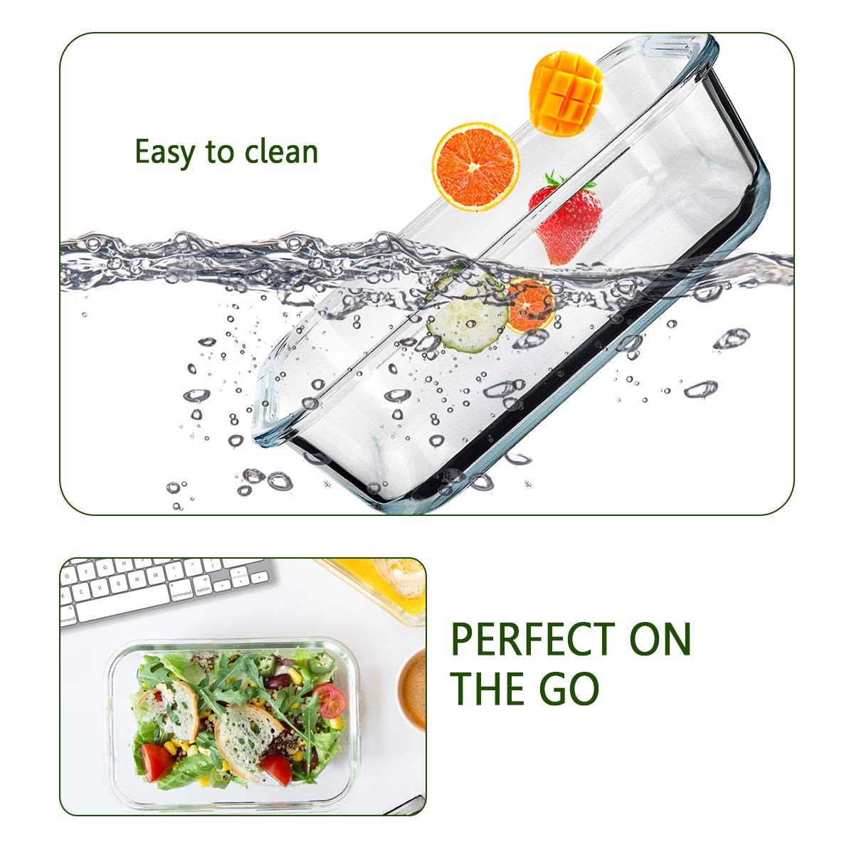 M Mcirco [8-Pack,30 Oz] Glass Meal Prep Containers,Glass Food Storage Containers,Airtight Glass Lunch Containers With Lids - Mic