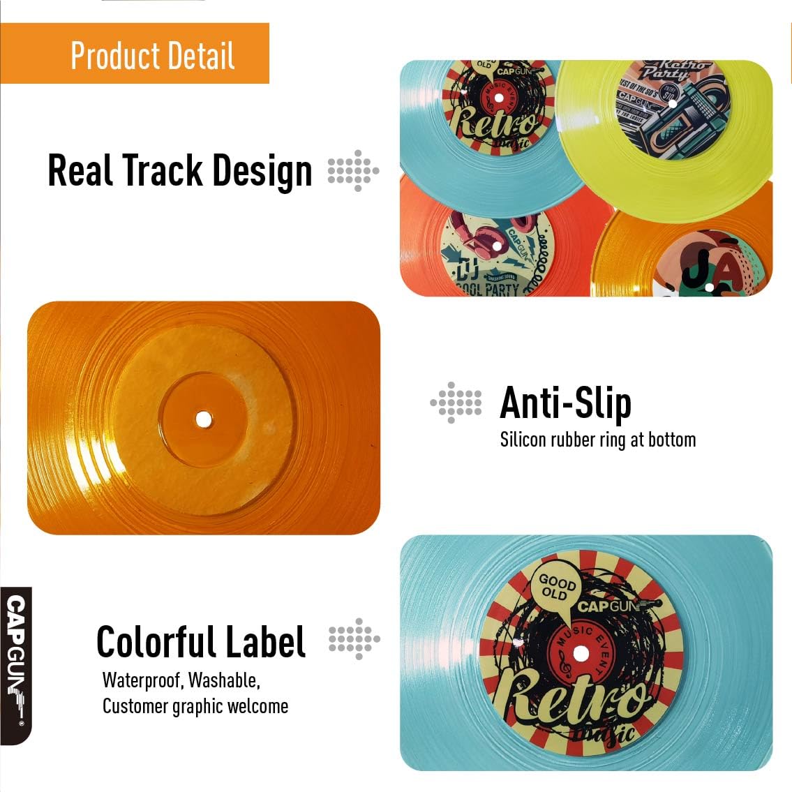Funny Retro Vinyl Record Coasters, Creative Drink Coasters Set Of 6 With Vinyl Record Player Holder For Music Lovers, Housewarmi