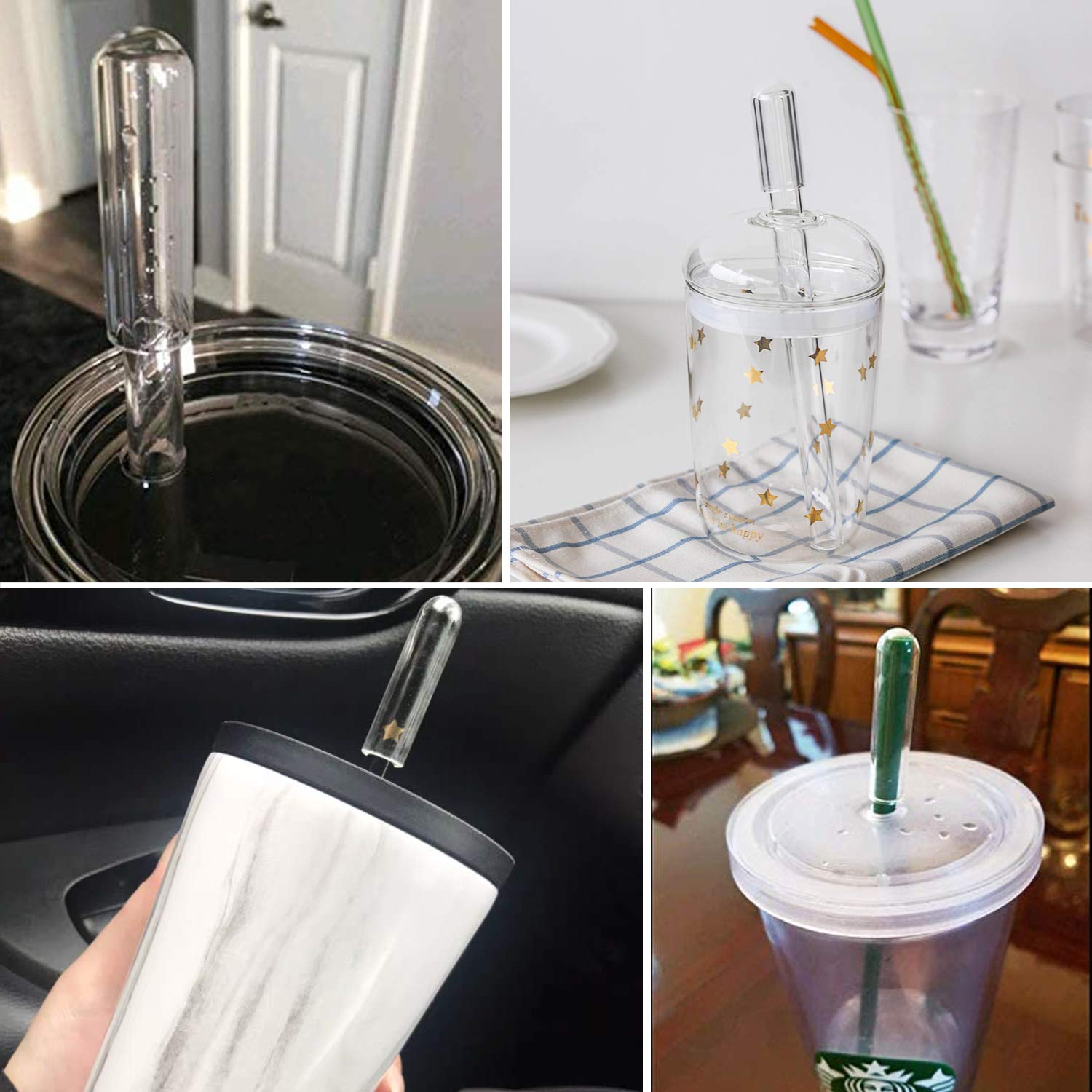 Weliu 0.59 Inches Glass Straw Cap Fit The Tumblers With Lids And Straws, Straw Cover Clear, Keeps All The Dust Out, Healthy, Reu