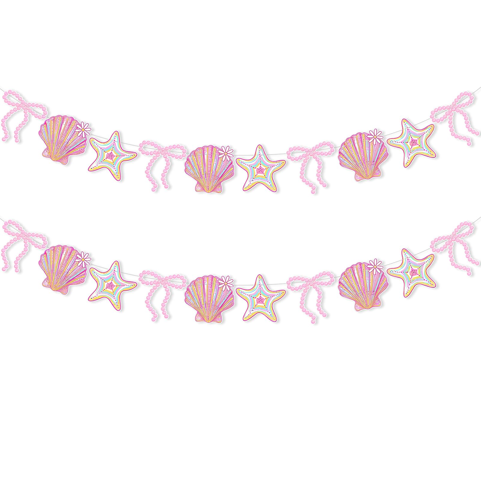 Oudain 2 Pack Pink Halloween Garland Ghost Decor 6.56 ft Cute Pink Bow Bat Pastel Girly Paper Hanging Halloween Banner for Birth
